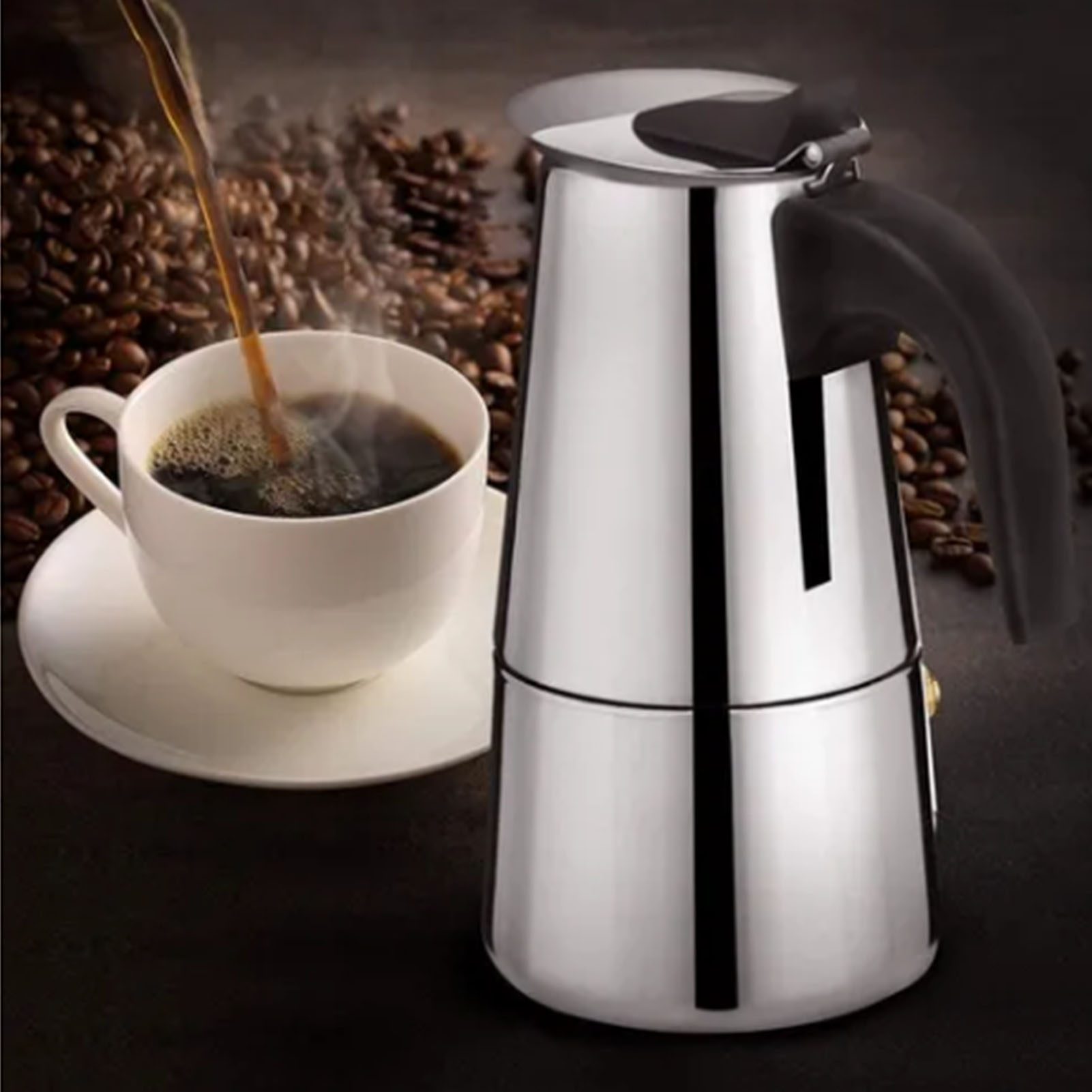 300 Ml Kaffeemaschine Aus Edelstahl, Italienisch, Ergonomisch, Isoliert, Für Den Hausgebrauch