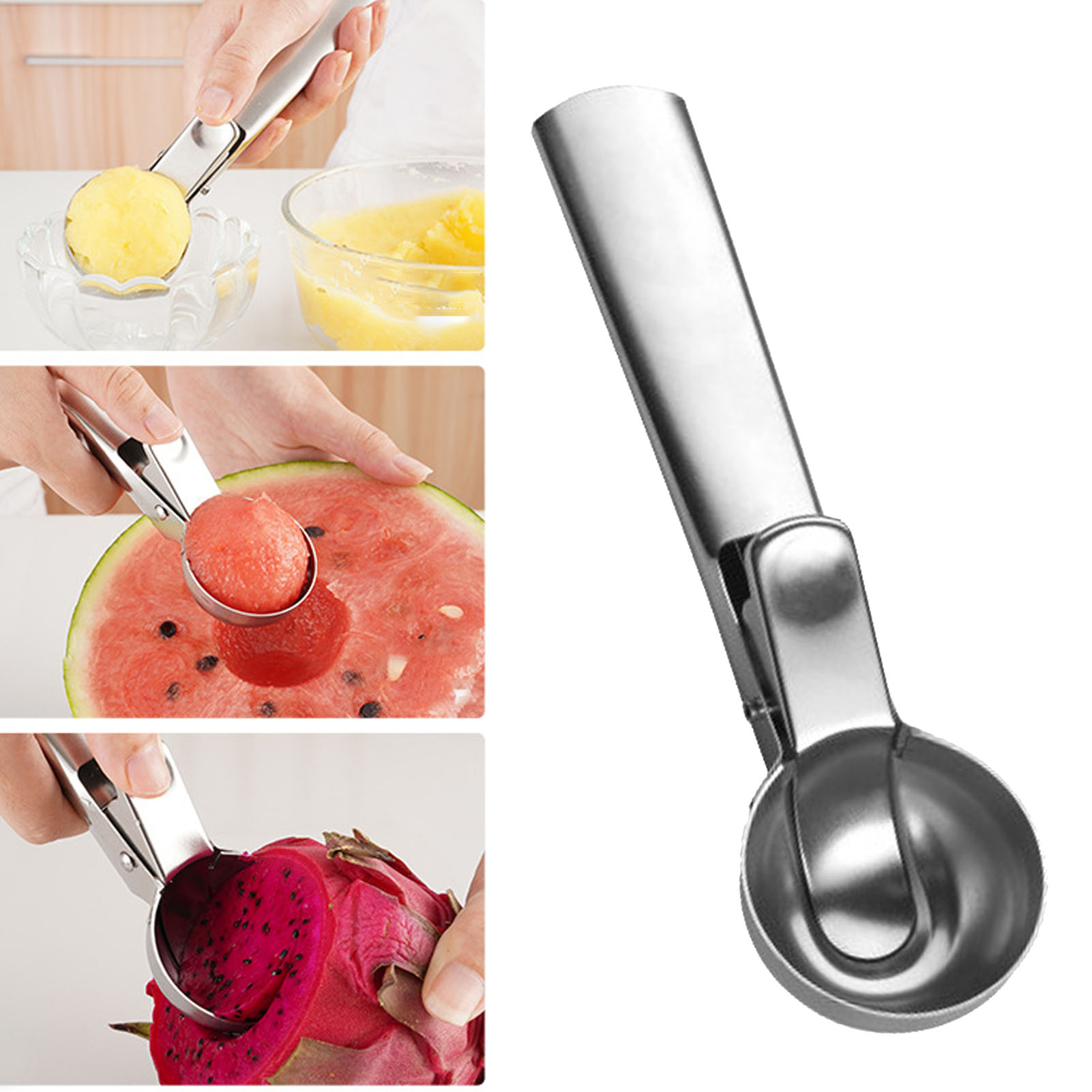 Eisportionierer Mit Auslöser Aus Edelstahl 304 Für Gefrorenes Eis, Joghurt, Gelato Und Keksteig