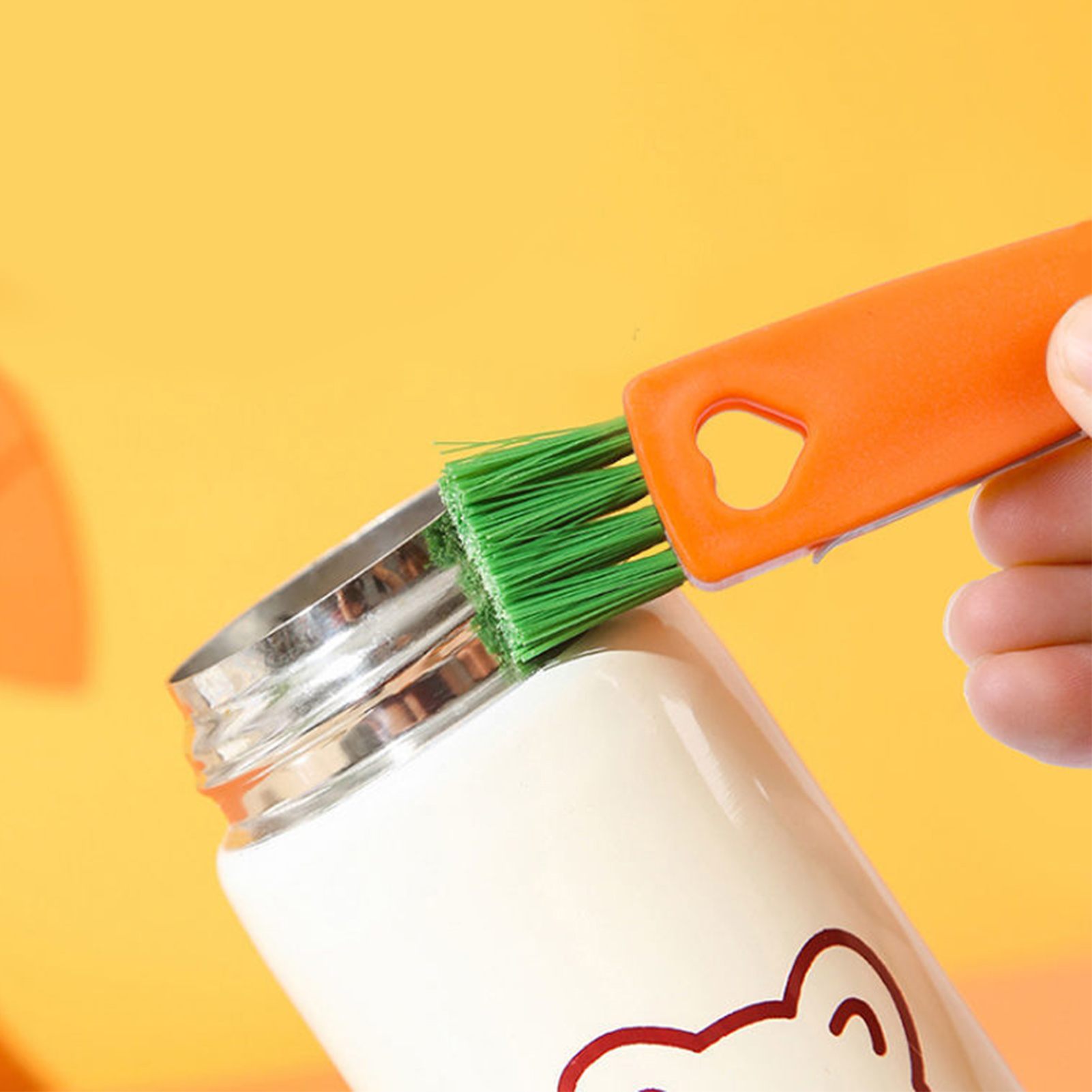 Karottenförmige Mini-tassenreinigungsbürste, 3-in-1, Multifunktionale Flaschendeckelreinigungsbürste, Für Die Küche