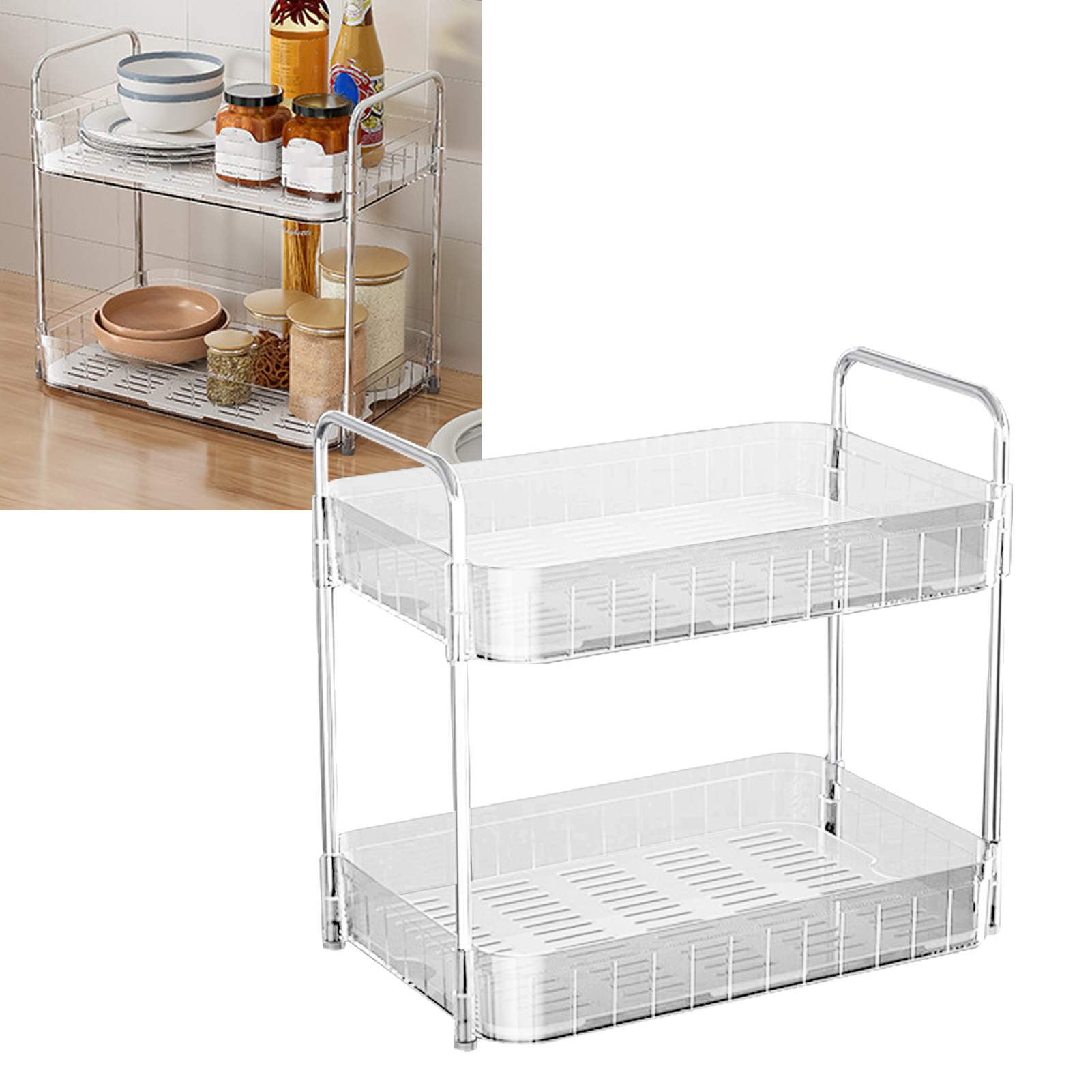 Tassentrockner Mit Abtropfschale, Ablage Für Die Küchenarbeitsplatte, Tassenorganizer Für Die Küche, Zweilagig, Weiß