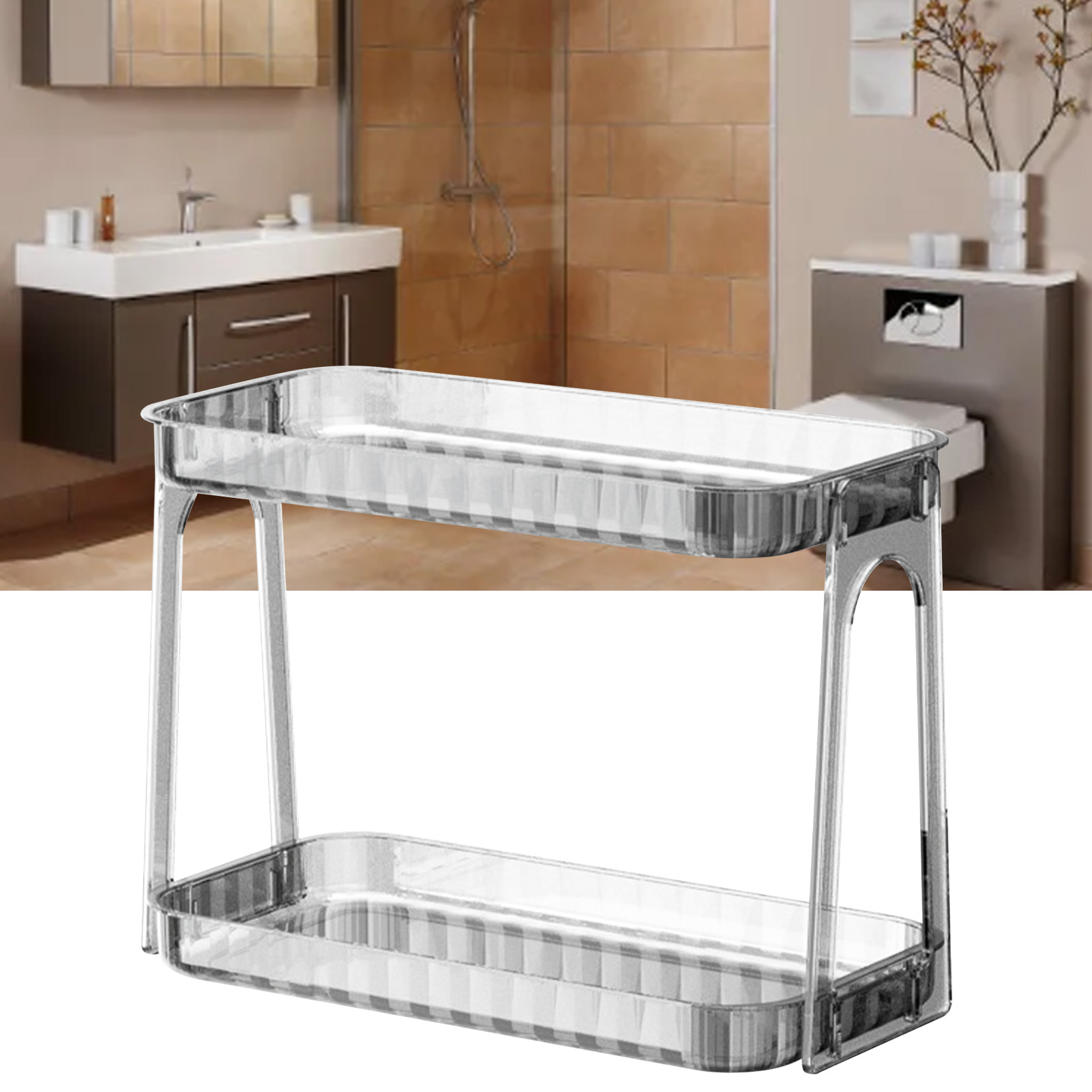 Zweilagiger, Transparenter, Herausnehmbarer, Moderner Kosmetikorganizer Für Den Schminktisch, Transparente Farbe