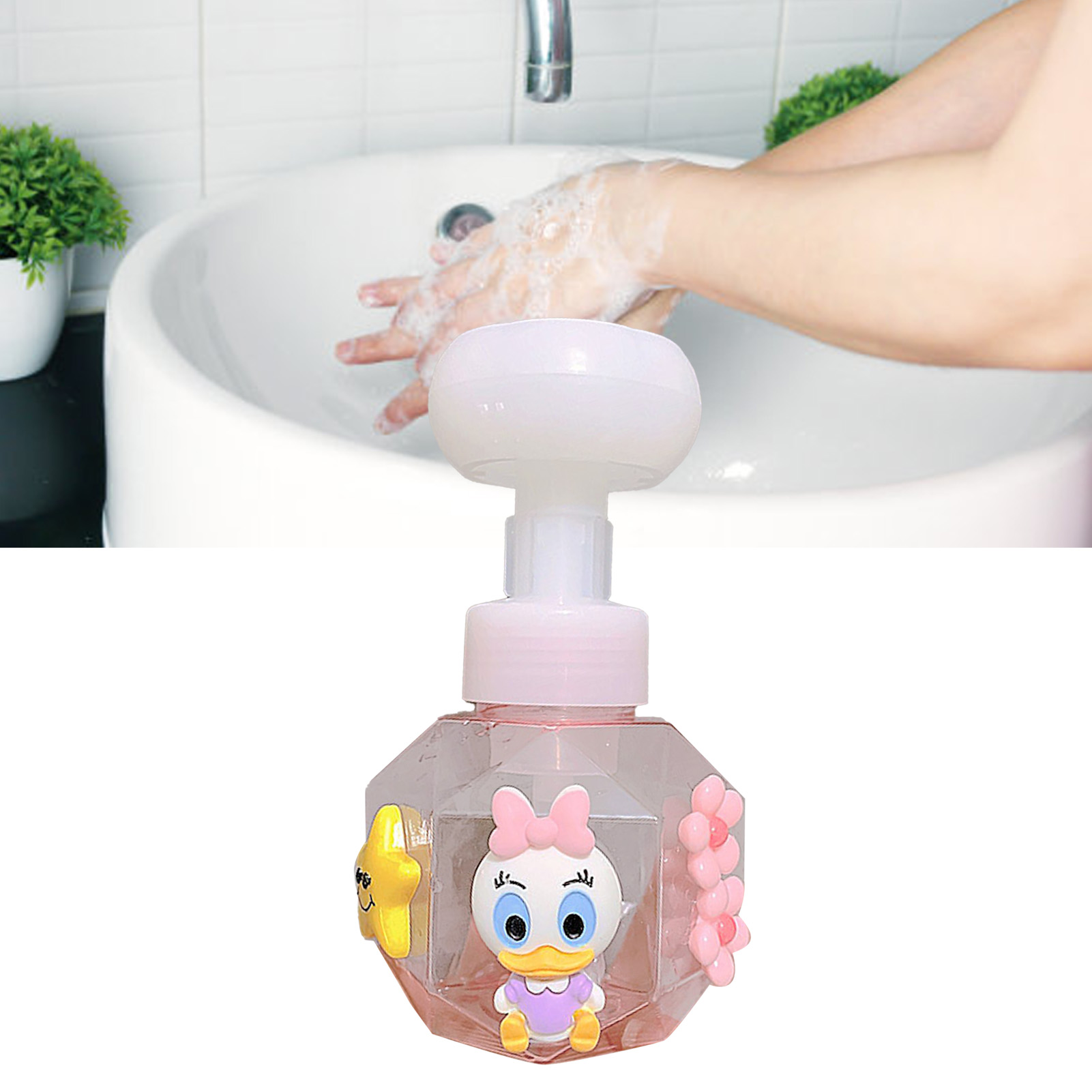 Seifenspender Mit Pumpflasche, Wiederbefüllbare Plastikpumpenflaschen, Weithalsflaschen, Leere Lotionpumpenflaschen, Shampoo-pumpflaschen, Rosa Ente
