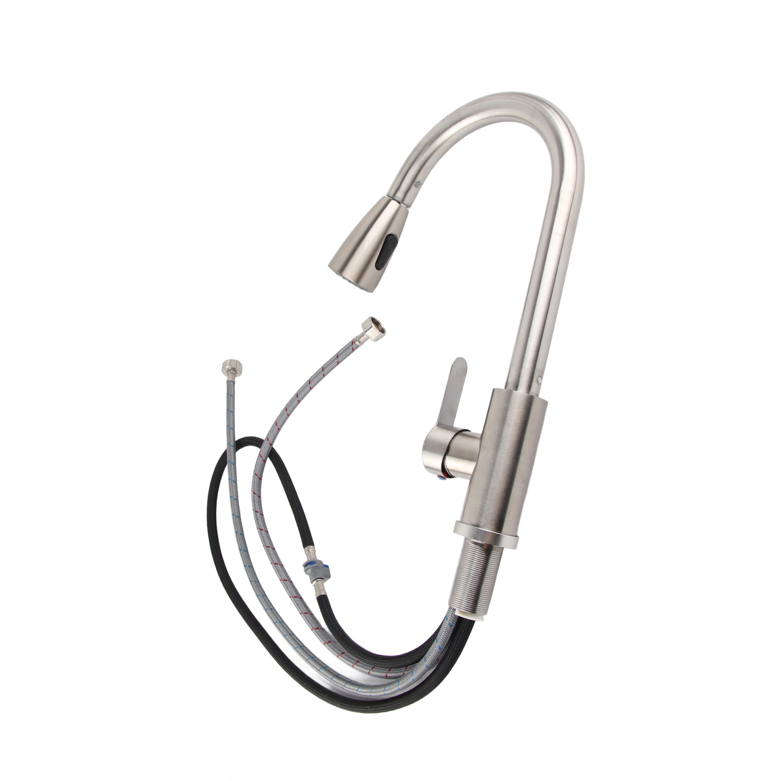 Küchenarmatur Mit Warm- Und Kaltwassermischer Und Ausziehbrause, Aus Edelstahl 304, Mit Ausziehbrause