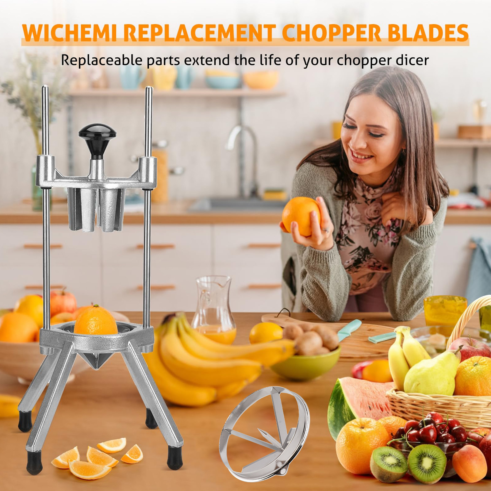 Obstschneidemesser, Ergonomisch, Abnehmbar, Aus Edelstahl, Scharf, Für Äpfel, Birnen, Orangen, 4-teilig