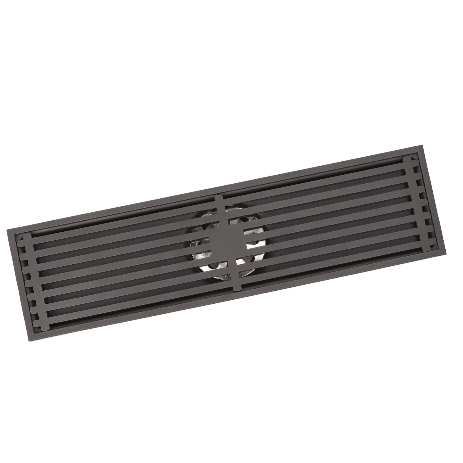 11,8 Zoll (ca. 30 Cm) Langer Linearer Duschablauf Mit Rechteckigem Edelstahlrost, Rechteckiger Duschbodenablauf, Geruchsvermeidung, Dunkelgrau