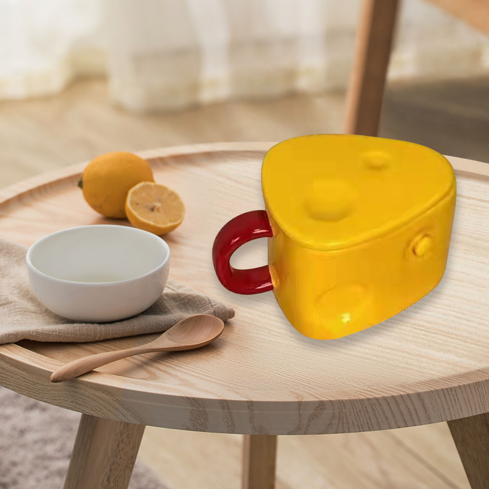 Modischer, Multifunktionaler Keramikbecher In Käseform Mit Deckel, Dekoration Für Zuhause, Geschenk