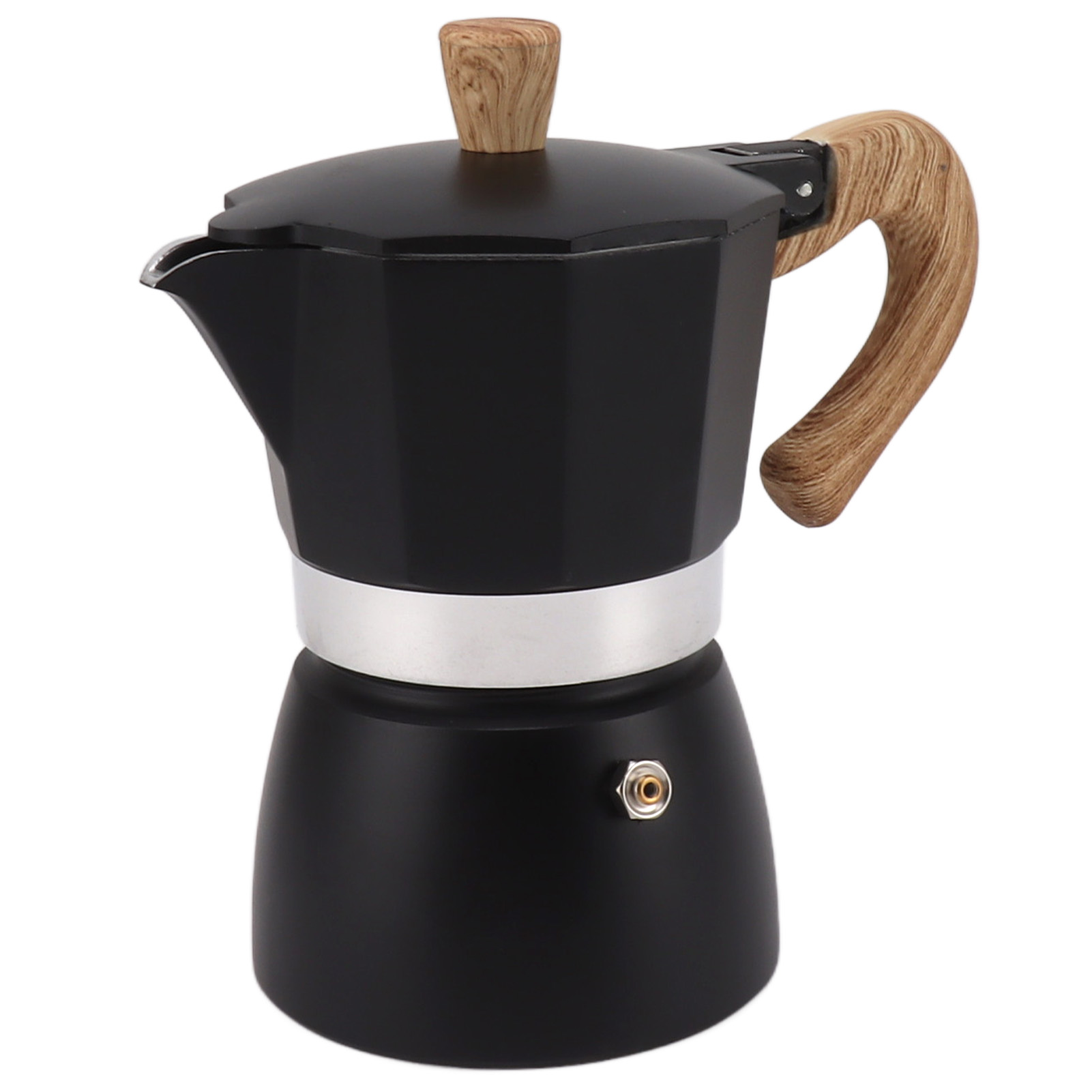 Klassische, Achteckige, Tragbare Handkaffeemaschine Aus Aluminium Für Den Heimgebrauch, Schwarz, 6 Tassen