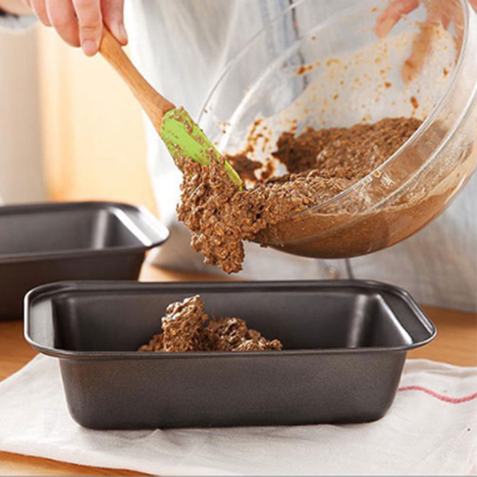 3-teiliges Rechteckiges Kuchen- Und Brotbackblech, Kohlenstoffstahl, Antihaftbeschichtet, Schwarz, 15 Cm