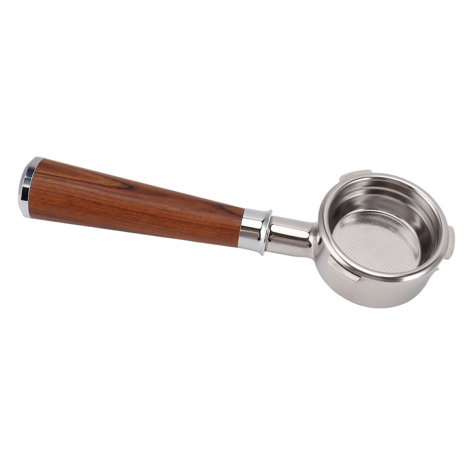 58 Mm Bodenloser 3-ohren-kaffeefilterhalter Aus Edelstahl, Griff Aus Massivholz Für Barsetto Kaffeemaschine Im Redwood-stil