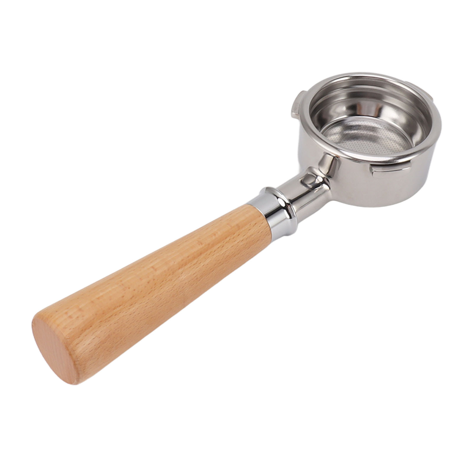 58 Mm Bodenloser 3-ohren-kaffeefilterhalter Aus Edelstahl, Griff Aus Massivholz Für Barsetto Kaffeemaschine, A2-stil, Buche