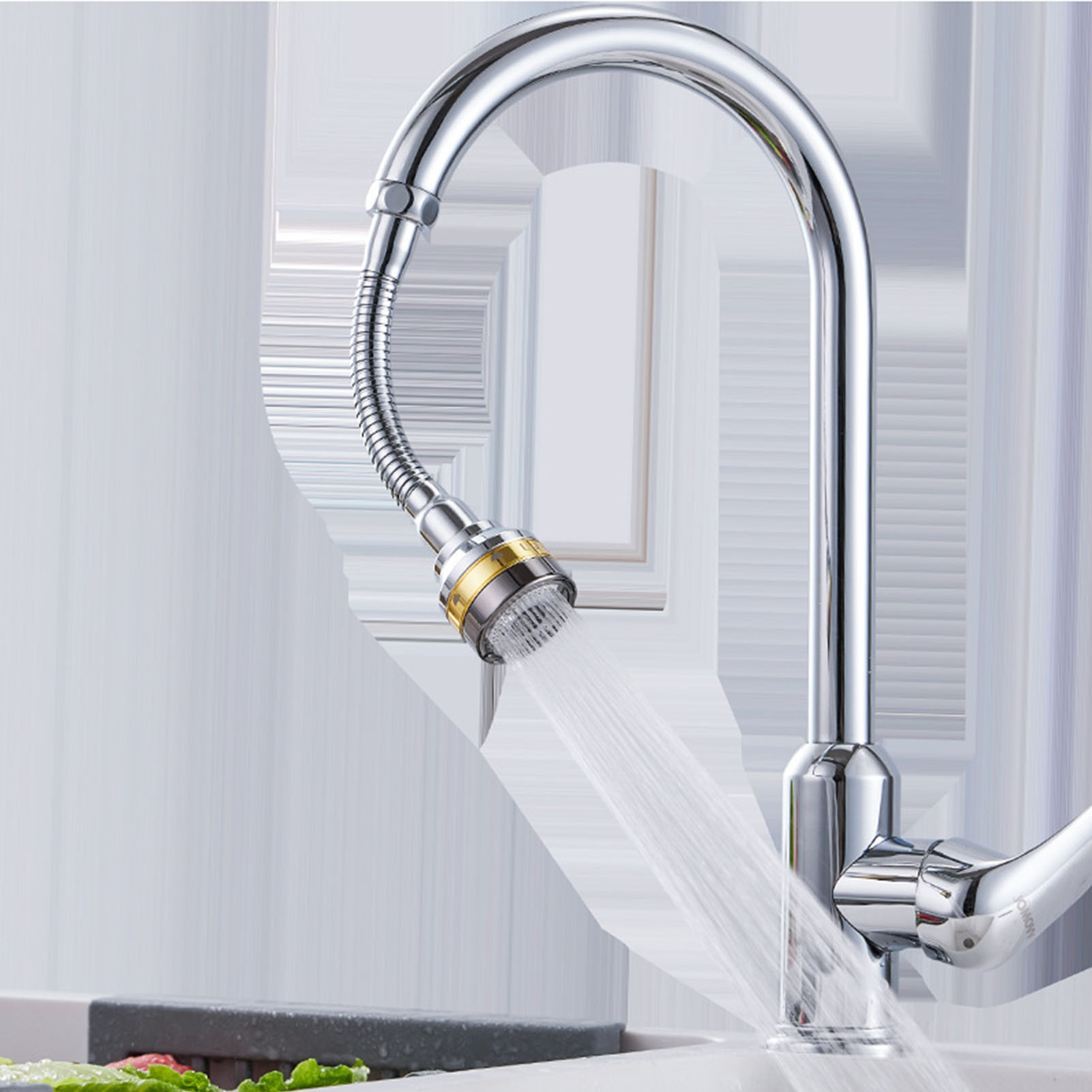 Kupferbrause, 360° Drehbar, Spritzwassergeschützt, Druckbeständig, Mit Filter, Für Wasserhahn, Für Küche Und Bad, Länglich