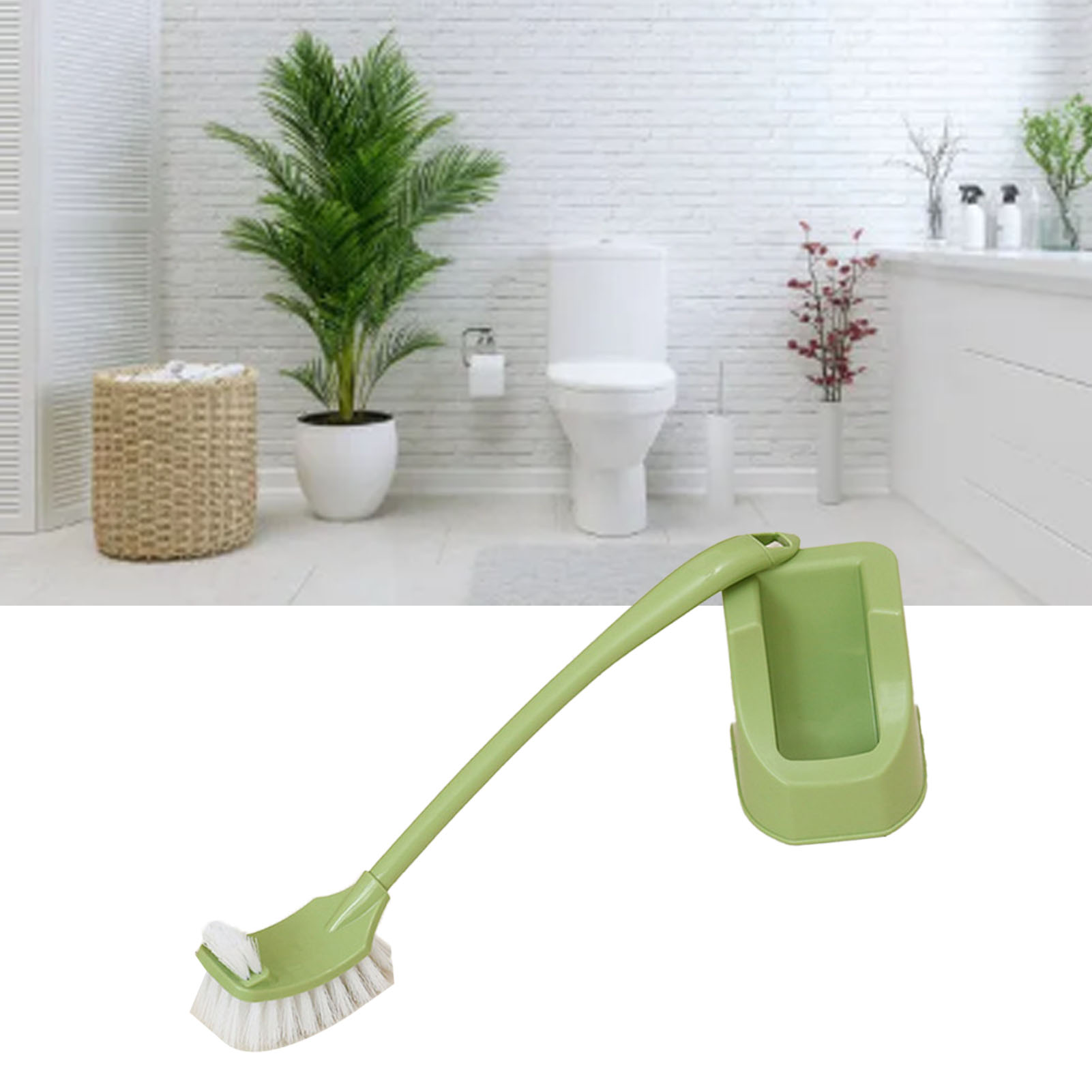 Wc-bürstenset Mit Doppelseitigem Kunststoffbürstenkopf, Wc-bürstenhalter, Für Zuhause, Hotel, Schlafzimmer, Grün