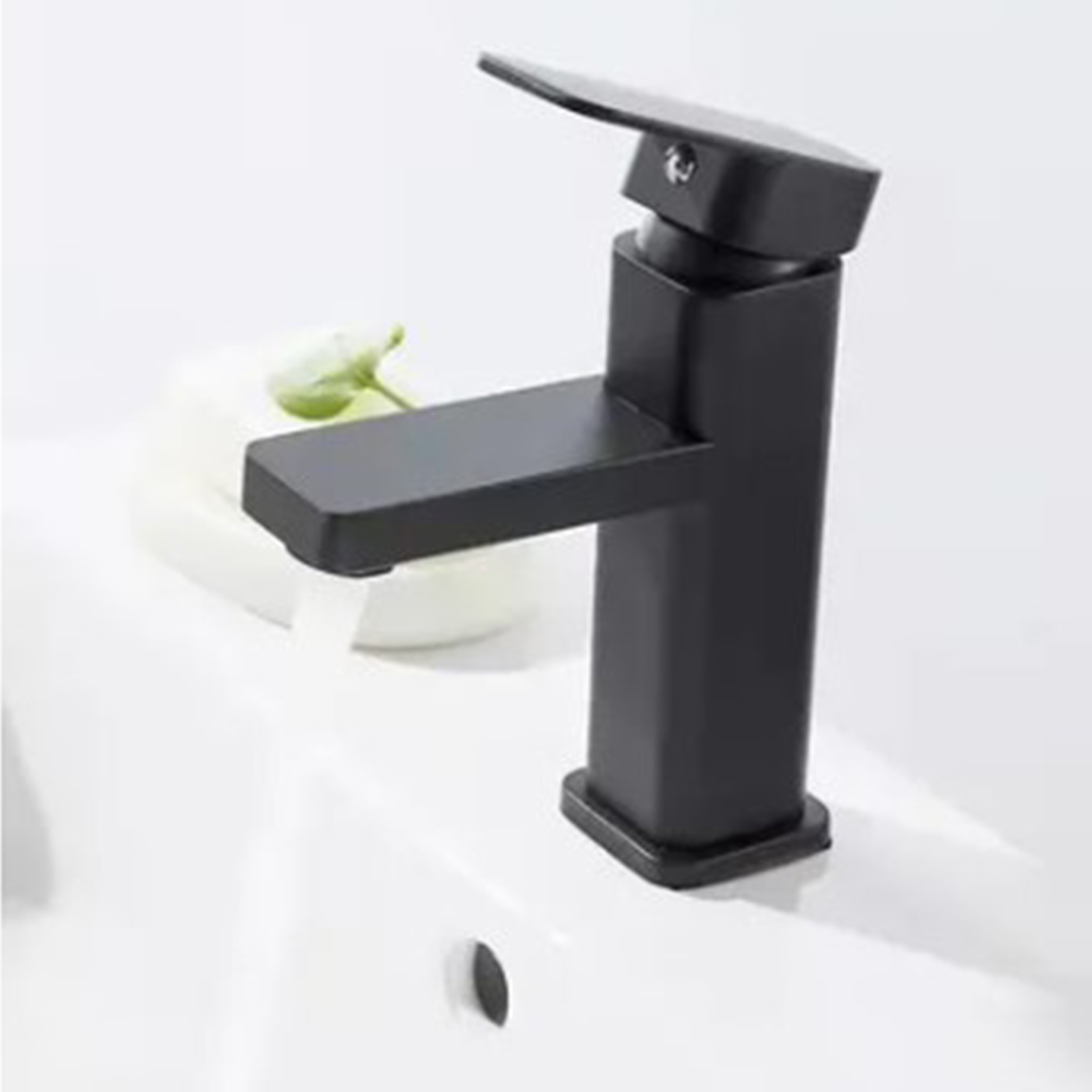 Küchenarmatur, Kalt- Und Warmwasser, Quadratisch, Kunststoff, Schwarz, Für Bad, Küche Und Hotel