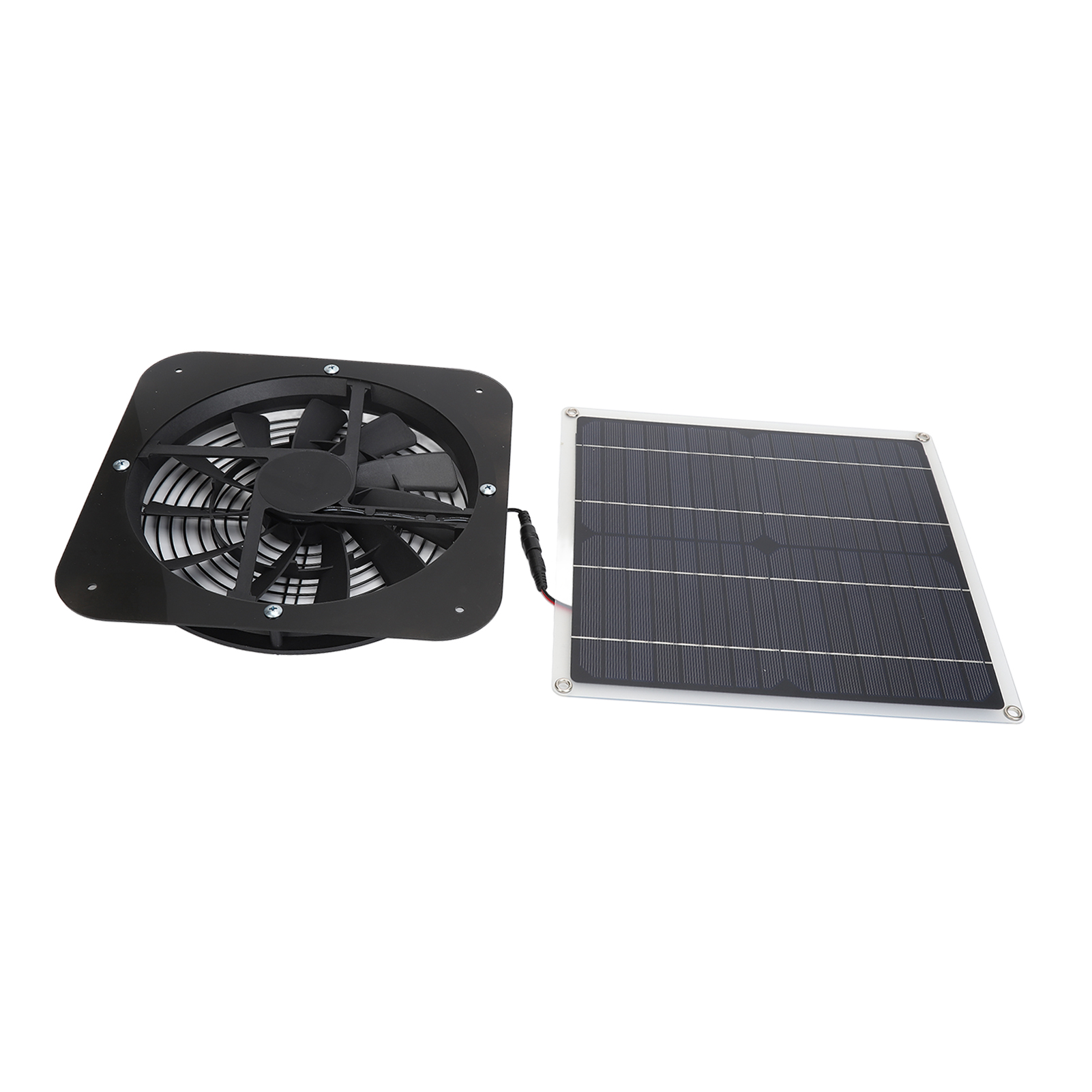 Solar-abluftventilator-set, 100-w-solarpanel Mit 10-zoll-rundventilator Für Gewächshaus Und Hühnerstall, Schwarz