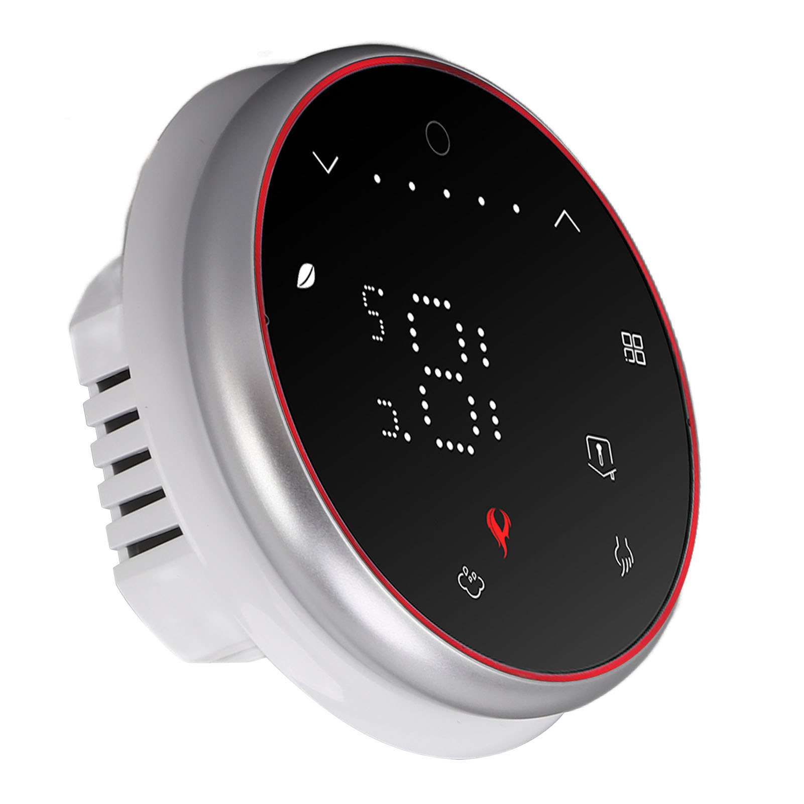 Programmierbarer Elektrischer Thermostat Mit Rundem Sockel, 13 Mm, Einbau, Mit Led-anzeige, Kabellos, Intelligenter Thermostat Ac 95–240 V, Schwarz
