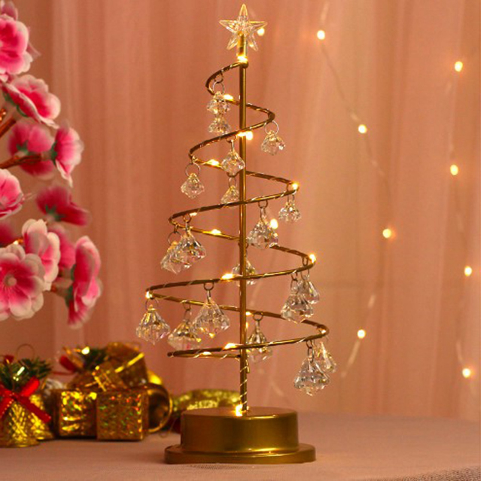 Weihnachtslampe Aus Acrylkristall, Dekorative Schreibtischlampe Fürs Schlafzimmer, Warmweiß
