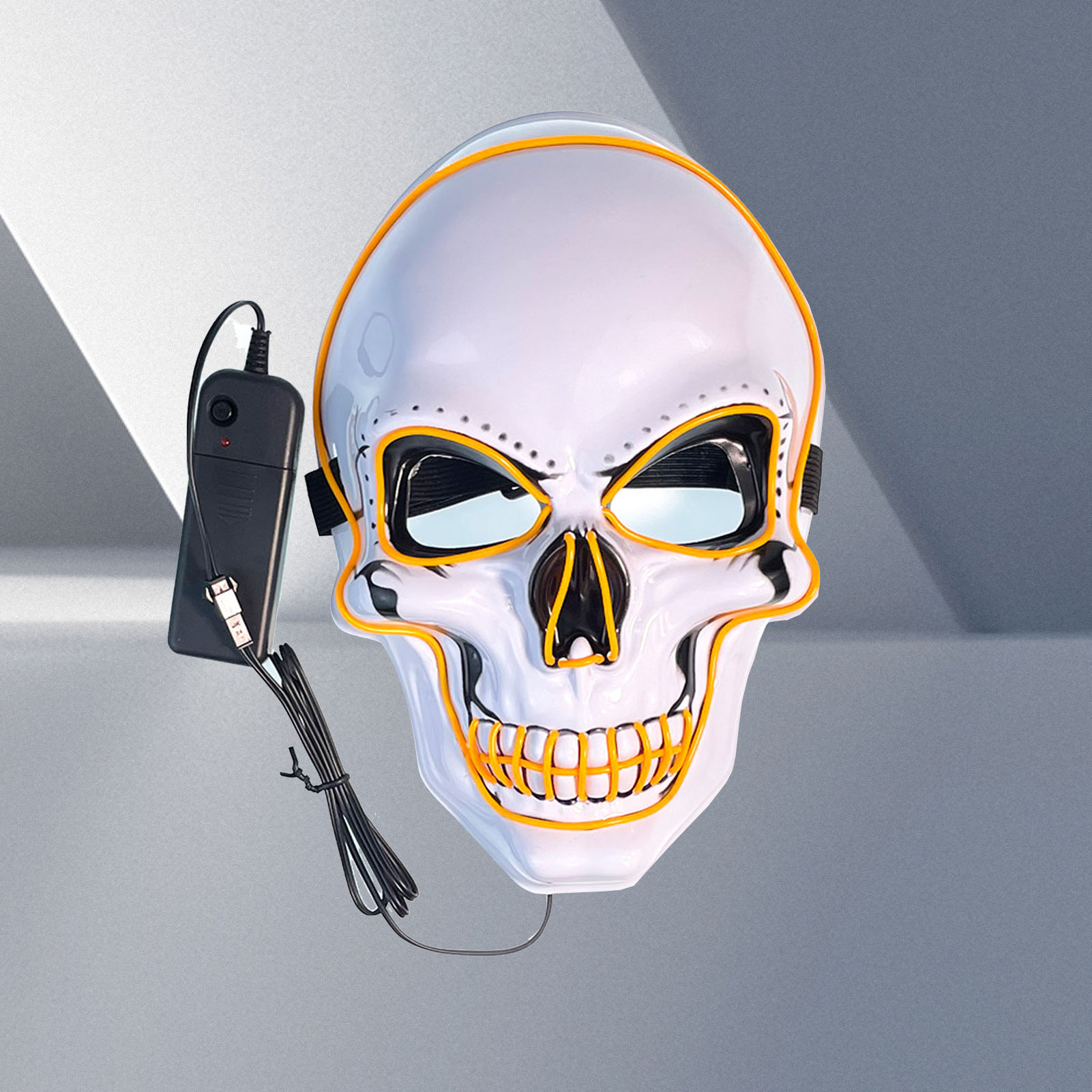 Led-gesichtsschutz Mit 3 Beleuchtungsmodi, Leuchtender, Gruseliger Totenkopf Für Halloween, Cosplay, Weihnachtsfeiern, Gelbes Licht