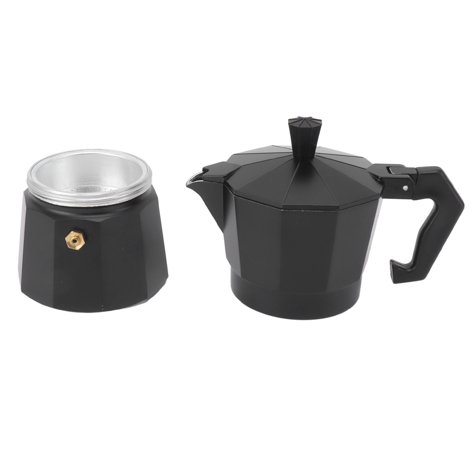 Herd-kaffeemaschine, Italienische Handbrühkaffeemaschine, Aluminiumlegierung, Diy-küchenzubehör, Schwarz, 150 Ml