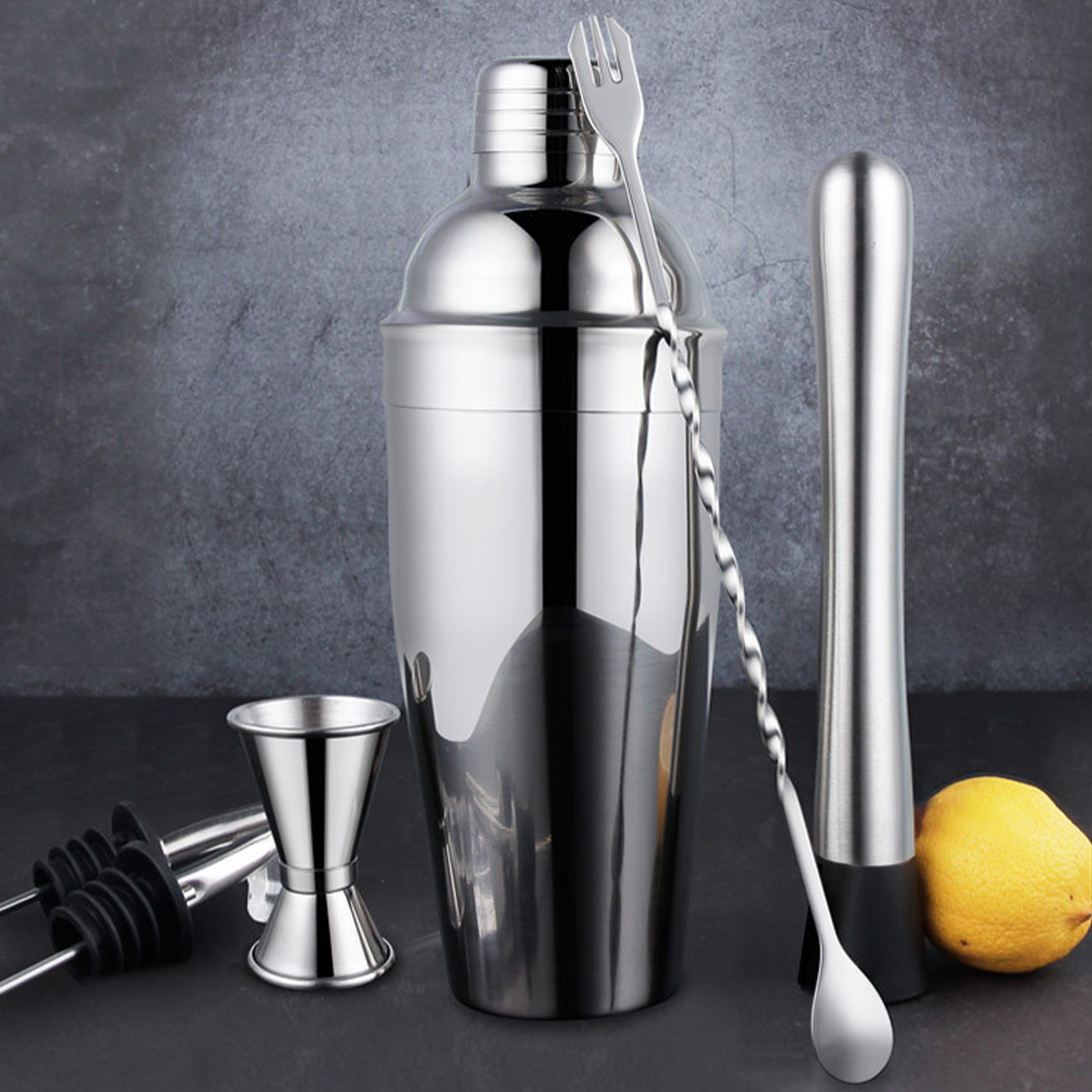 Barkeeper-set, Auslaufsicher, Edelstahl 304, Barzubehör, 750 Ml, Cocktailshaker-set