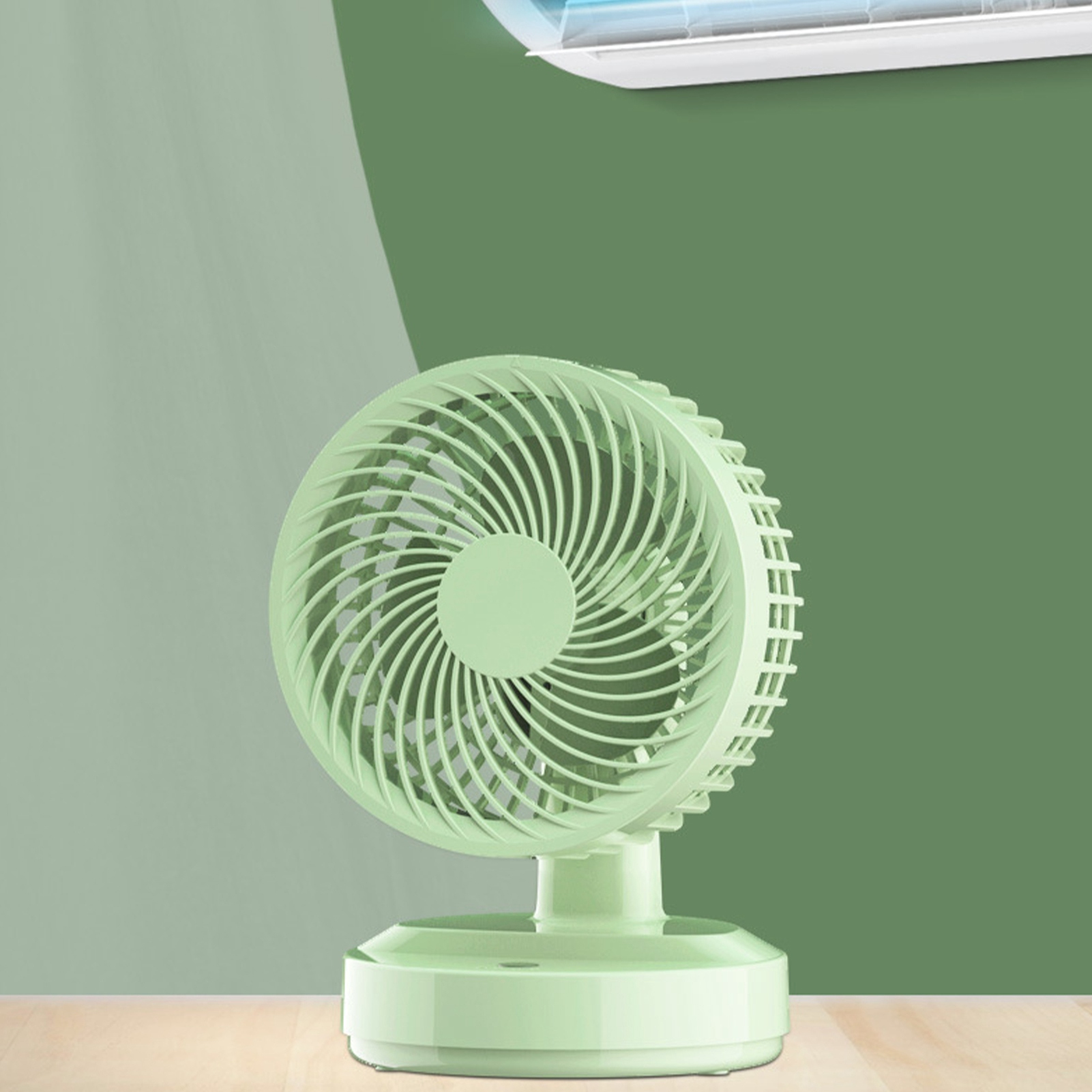 Usb-lade-tischventilator Mit Luftzirkulation, Leise, Tragbar, Ideal Für Studentenwohnheime, Grün, Mit Beweglichem Kopf