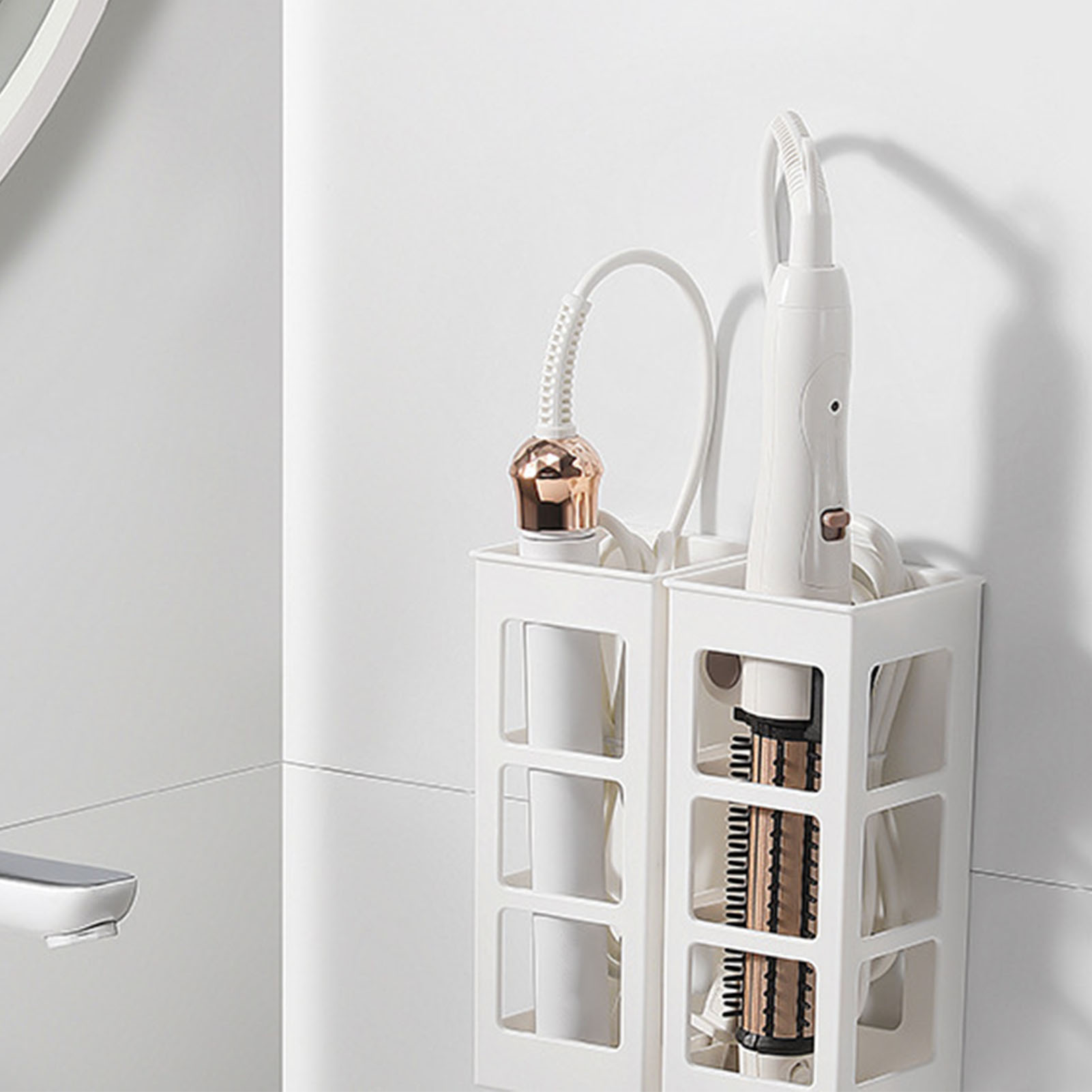 Hips Wandhalterung Für Haarglätter, Wandorganizer Für Badezimmer, Schlafzimmer, Lockenstab, Weiß