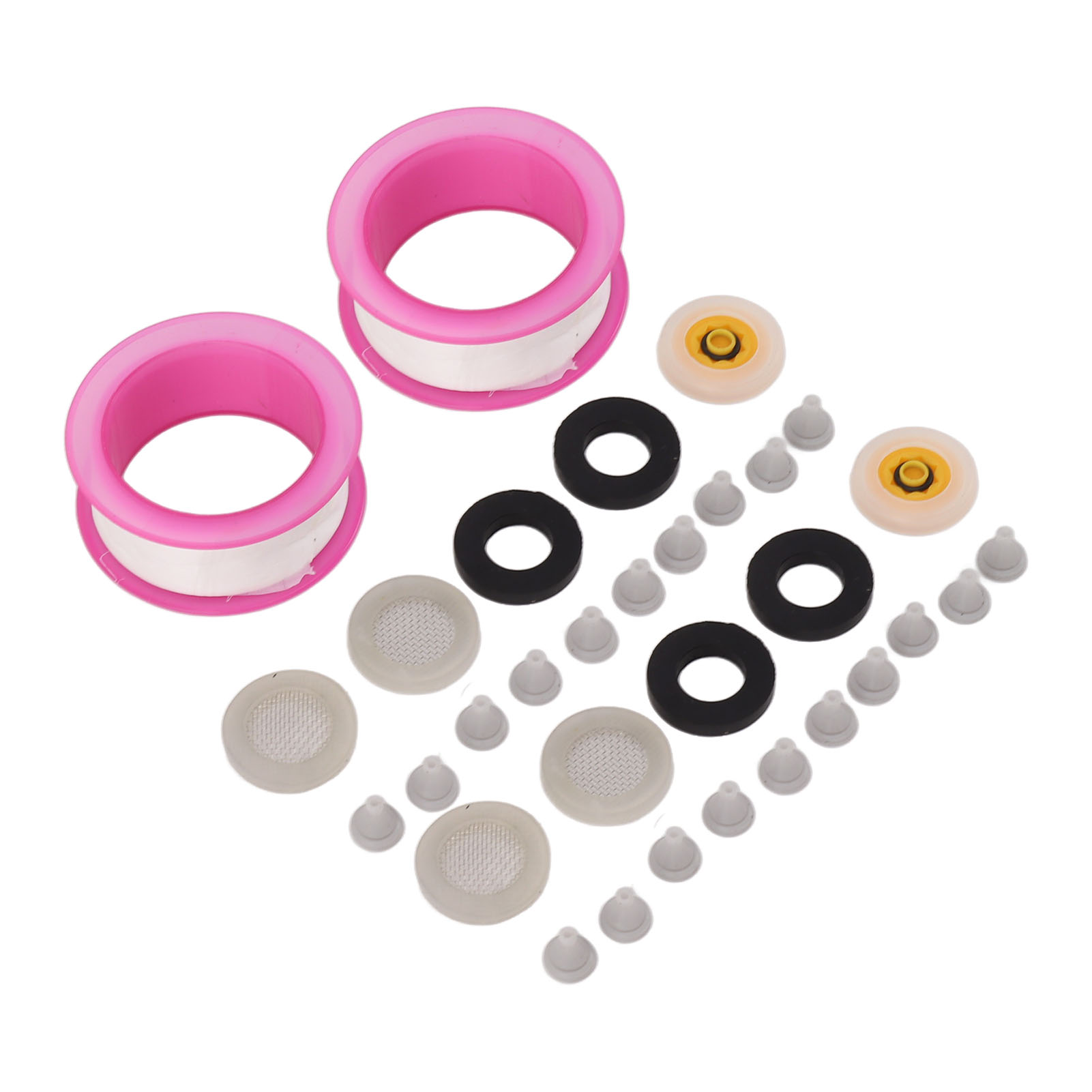 Set Mit 2 Silikon-duschdüsen Inklusive Gummidichtung, Sieb Und Durchflussbegrenzer. Ptfe-band.