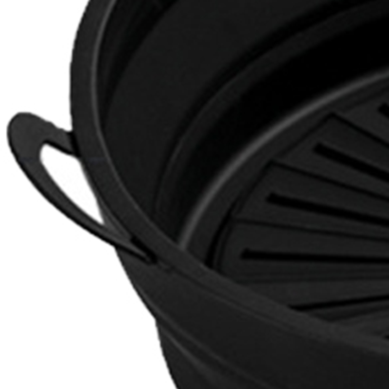Zusammenklappbarer Friteuseneinsatz Aus Silikon, 21,6 Cm (8,5 Zoll), Hitzebeständig, Runder Frittiertopf Aus Silikon, 21,6 Cm (8,5 Zoll), Schwarz