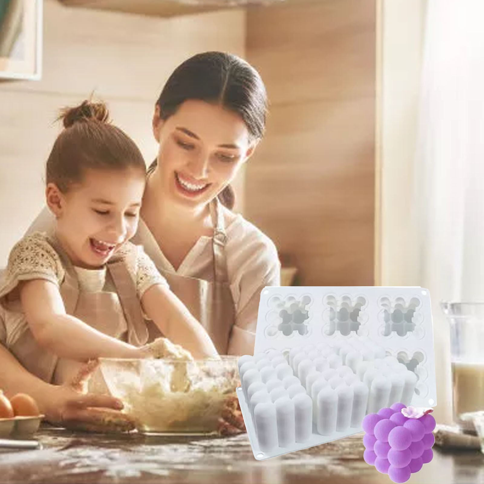 3d-kerzenform Zum Selbermachen, Silikonwürfel Mit 6 Mulden, Backfunktion, Für Kerzen, Seife, Kuchen Und Desserts