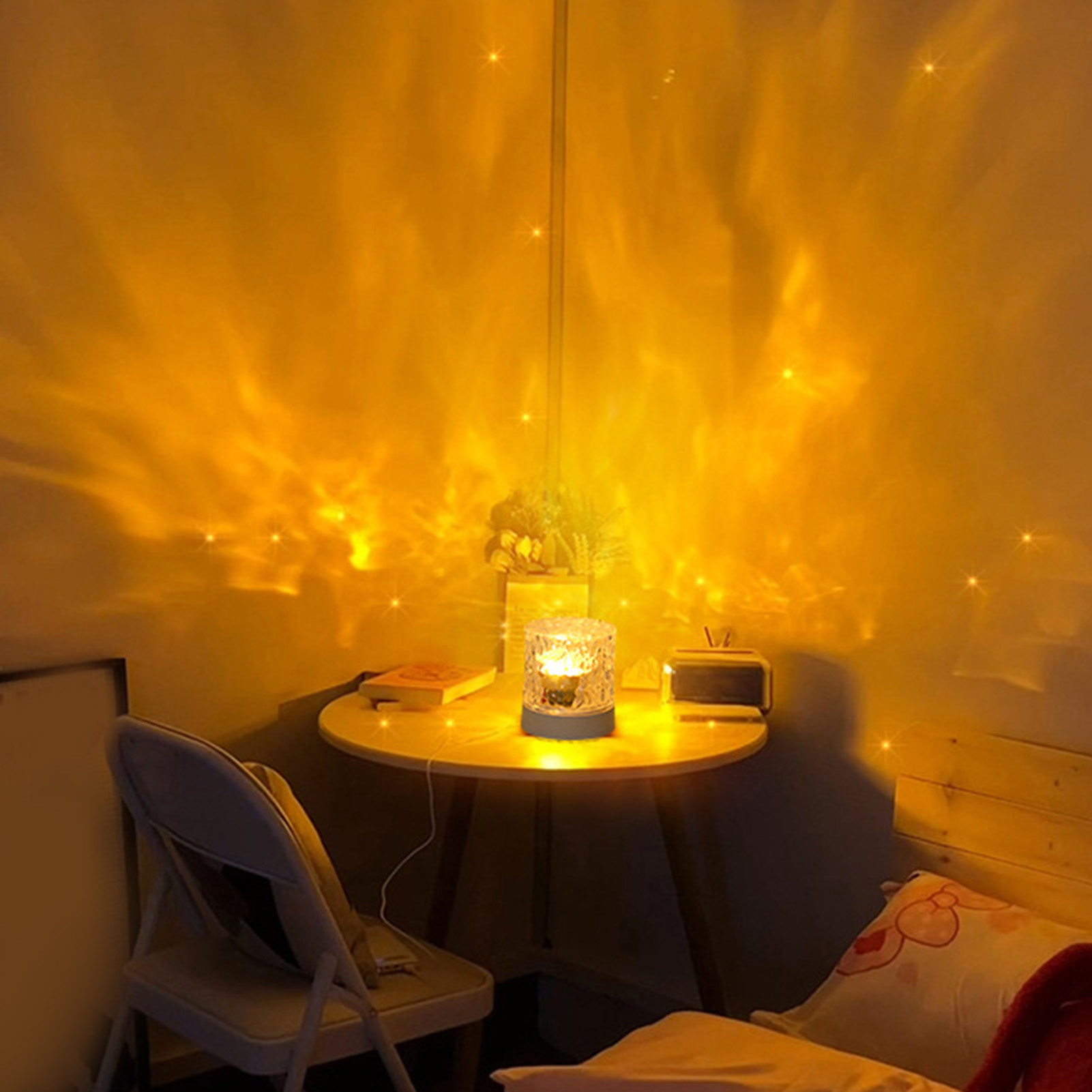 Dynamische Led-tischleuchte Mit Wasserwellen-effekt, 360°-drehfunktion, Romantisch, Für Wohnzimmer Und Schlafzimmer, Drei Farben, Drehbarer Stecker