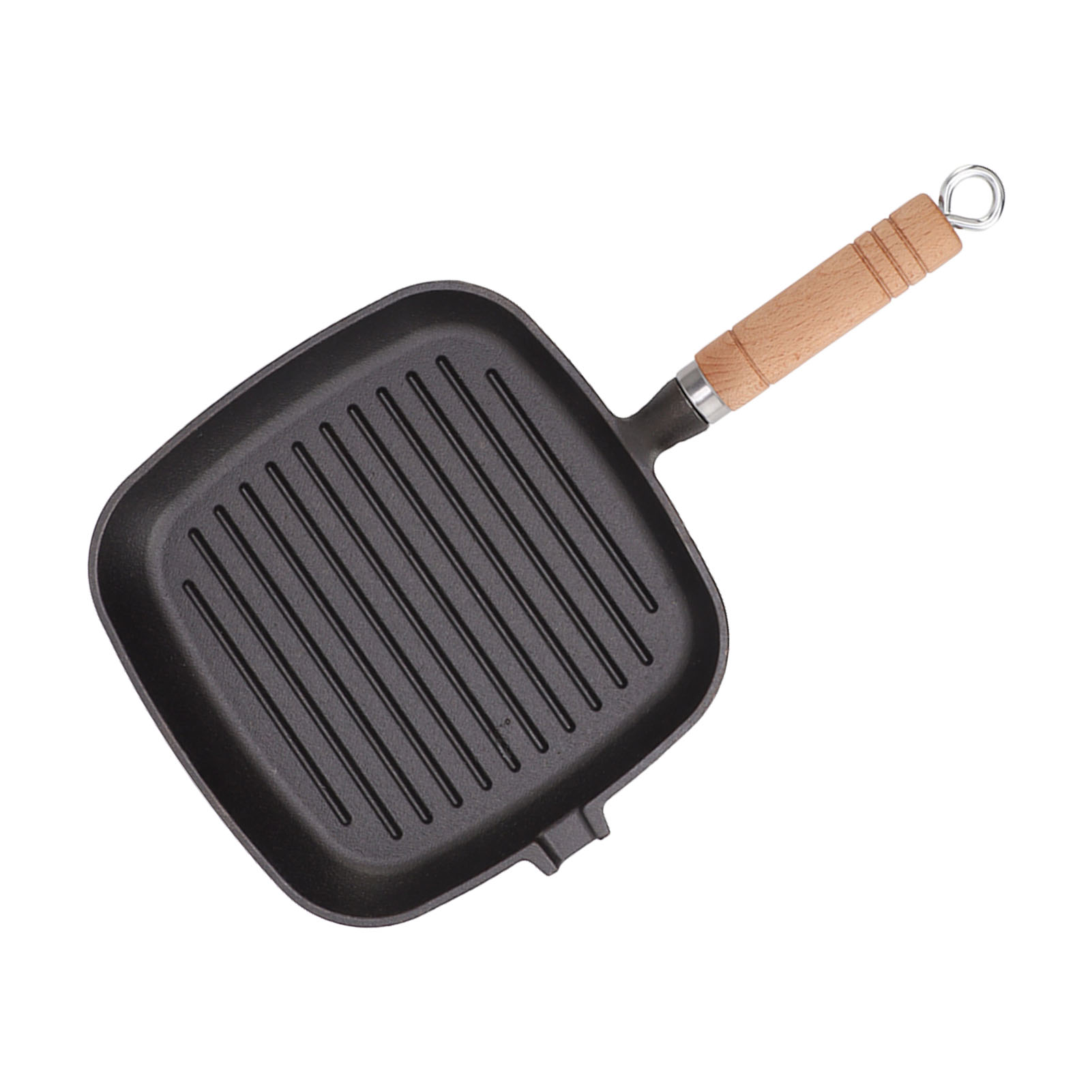 Gusseiserne Bratpfanne Mit Holzgriff, Quadratisch, Unbeschichtet, Antihaftbeschichtet, Aus Gusseisen, Zum Grillen Von Fleisch, Steaks Und Fisch