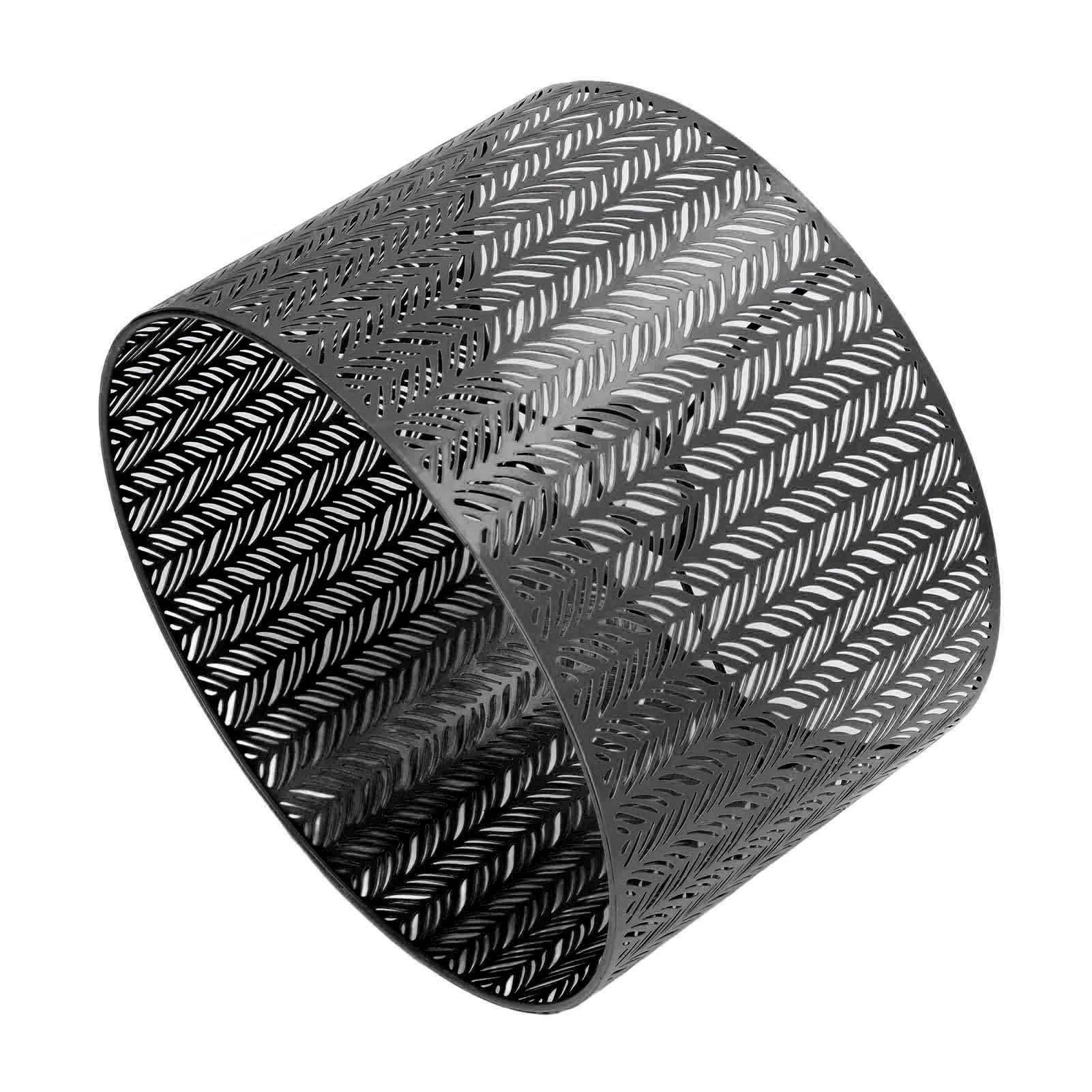 Trommelförmiger Lampenschirm E27/e14 Mit Tannenblatt-clip, Metall, Hohl, Dekorativ, Für Tisch-, Wand- Und Deckenlampen, Schwarz