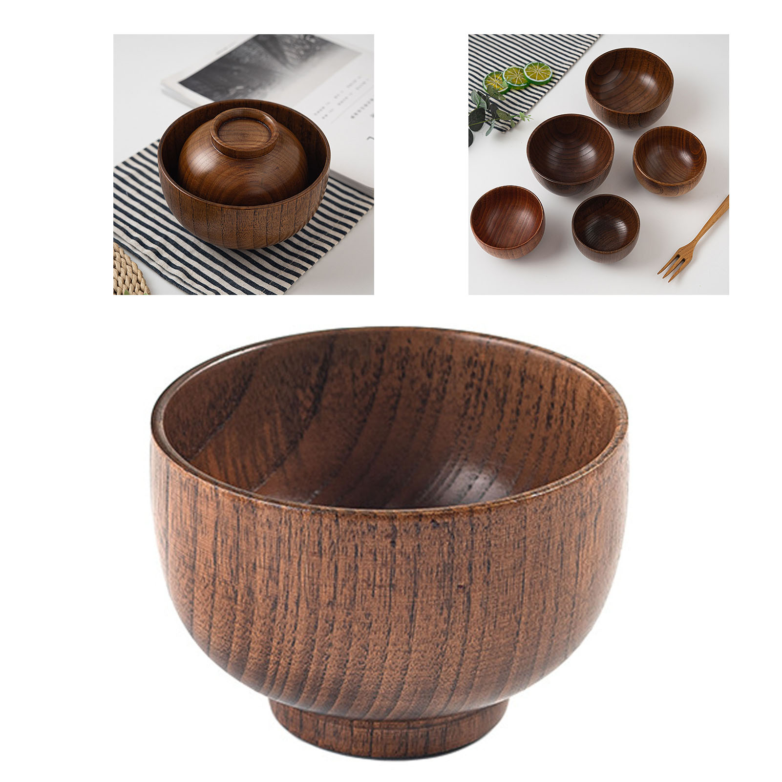 Saure Jujube-holzschale, Alt Lackiert, Handgefertigt, Suppen- Und Reisschale Im Japanischen Stil, Aus Holz, Für Kinder Und Erwachsene, Klein, 9,5 X 6,5 Cm