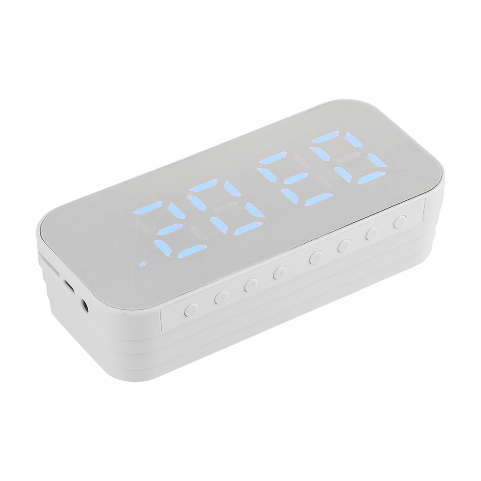 Bluetooth-lautsprecher Mit Wecker, Hoher Lautstärke, Multifunktional, Tragbar, Mini-funklautsprecher Für Drinnen Und Draußen, Weiß