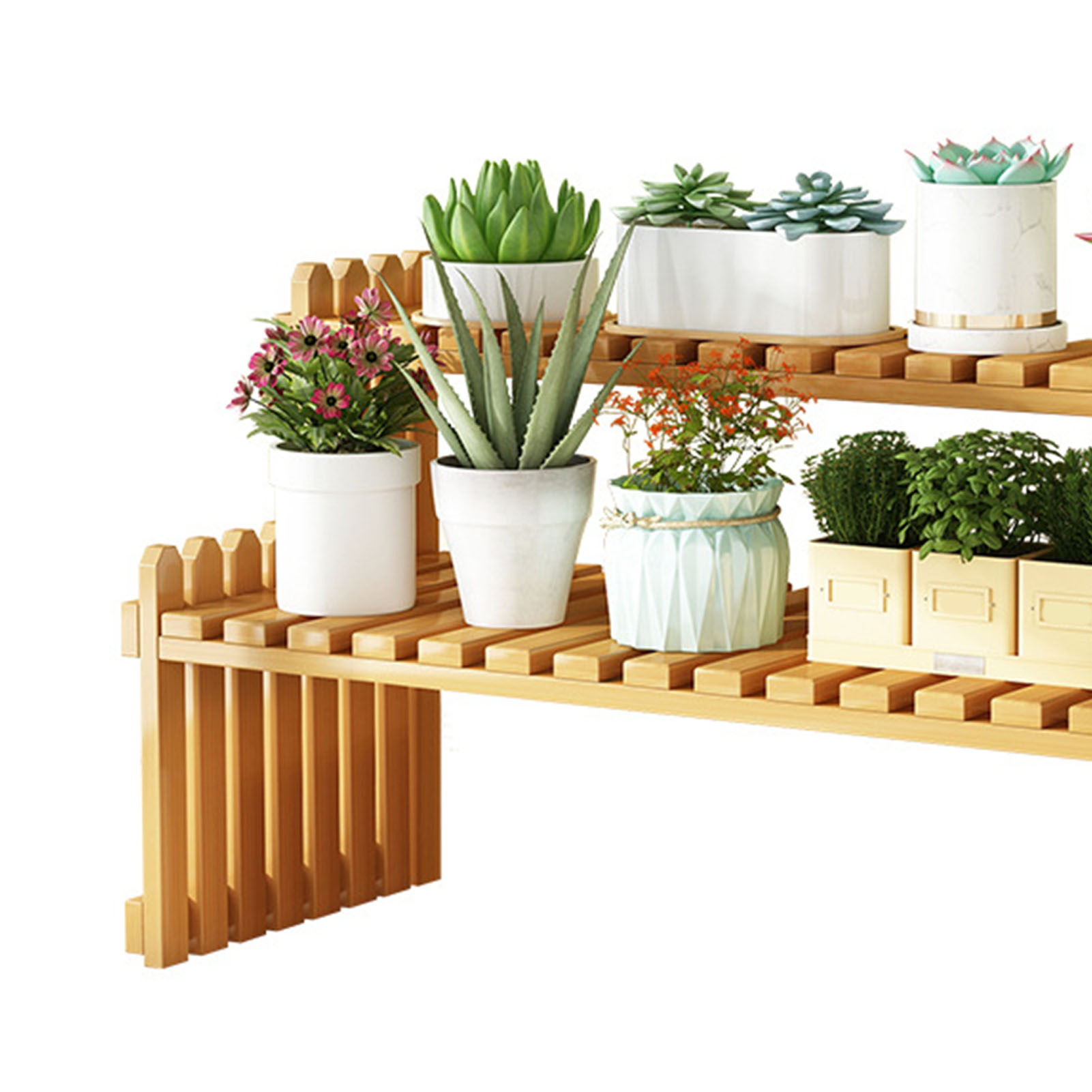 Bambus-pflanzenständer, Blumenregal, Für Drinnen Und Draußen, Für Zuhause, Terrasse, Rasen, Garten, Balkon, Groß, 60 Cm / 23,62 Zoll