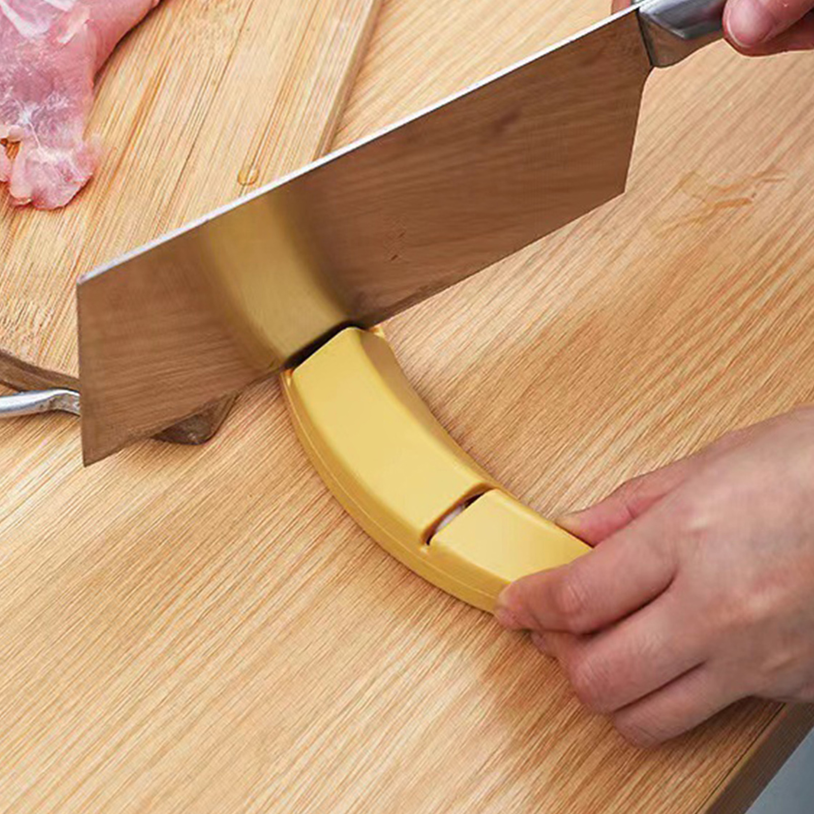 Messerschärfer Mit 2 Schlitzen, Klingenschärfwerkzeug, Bananenmuster, Gelb, Standard