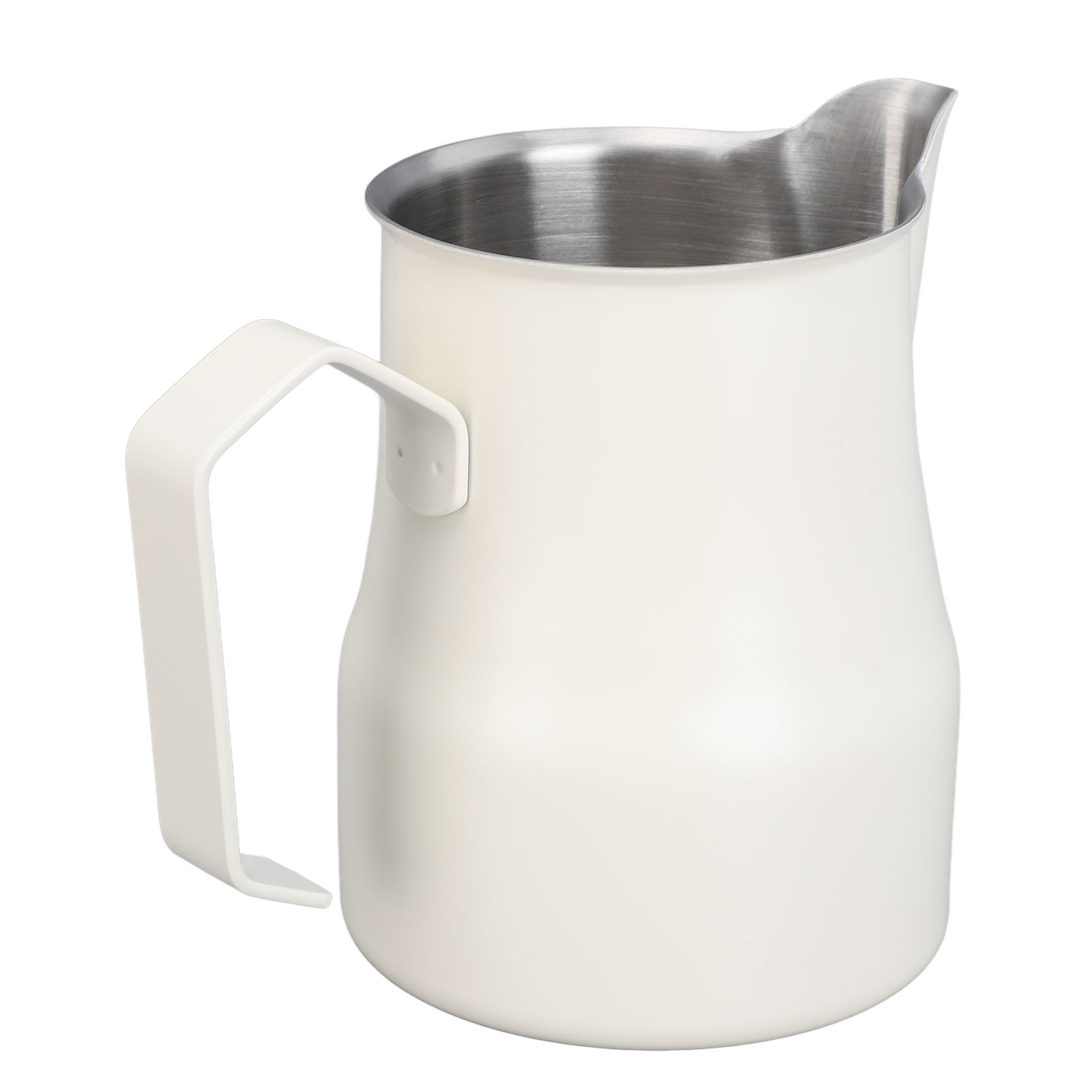 450-ml-milchkännchen, Edelstahl 304, Aufschäumbecher, Tropffreie Kaffeekanne, Weiß