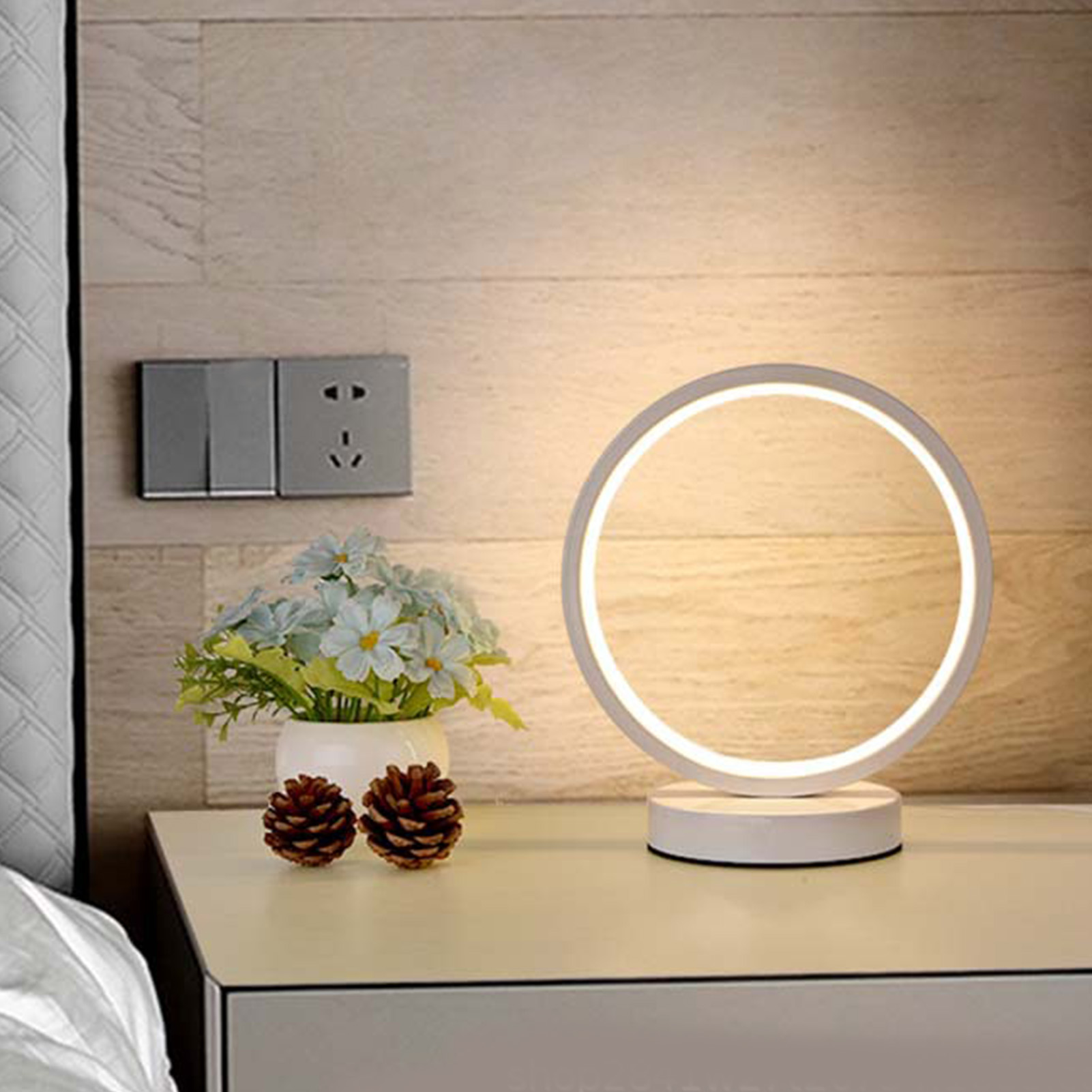Multifunktionale, Moderne Und Kompakte Led-nachtlampe Mit Steckeranschluss, Touch-bedienung, Für Zuhause, Schlafzimmer Und Innenräume, 3 Farben, Dimmbar