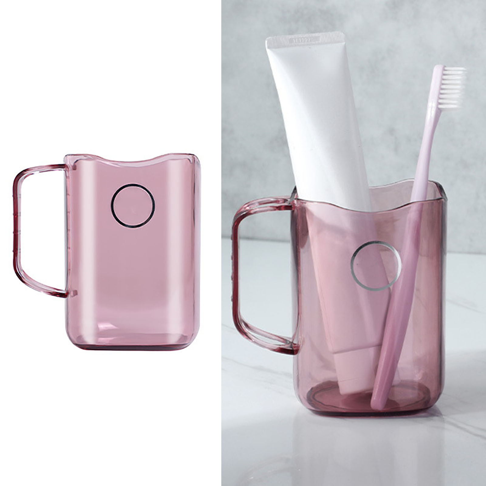 Zahnbürstenbecher, Großes Fassungsvermögen, Kunststoff-zahnbürstenbecher Mit Griff, Für Den Heimgebrauch, Rosa