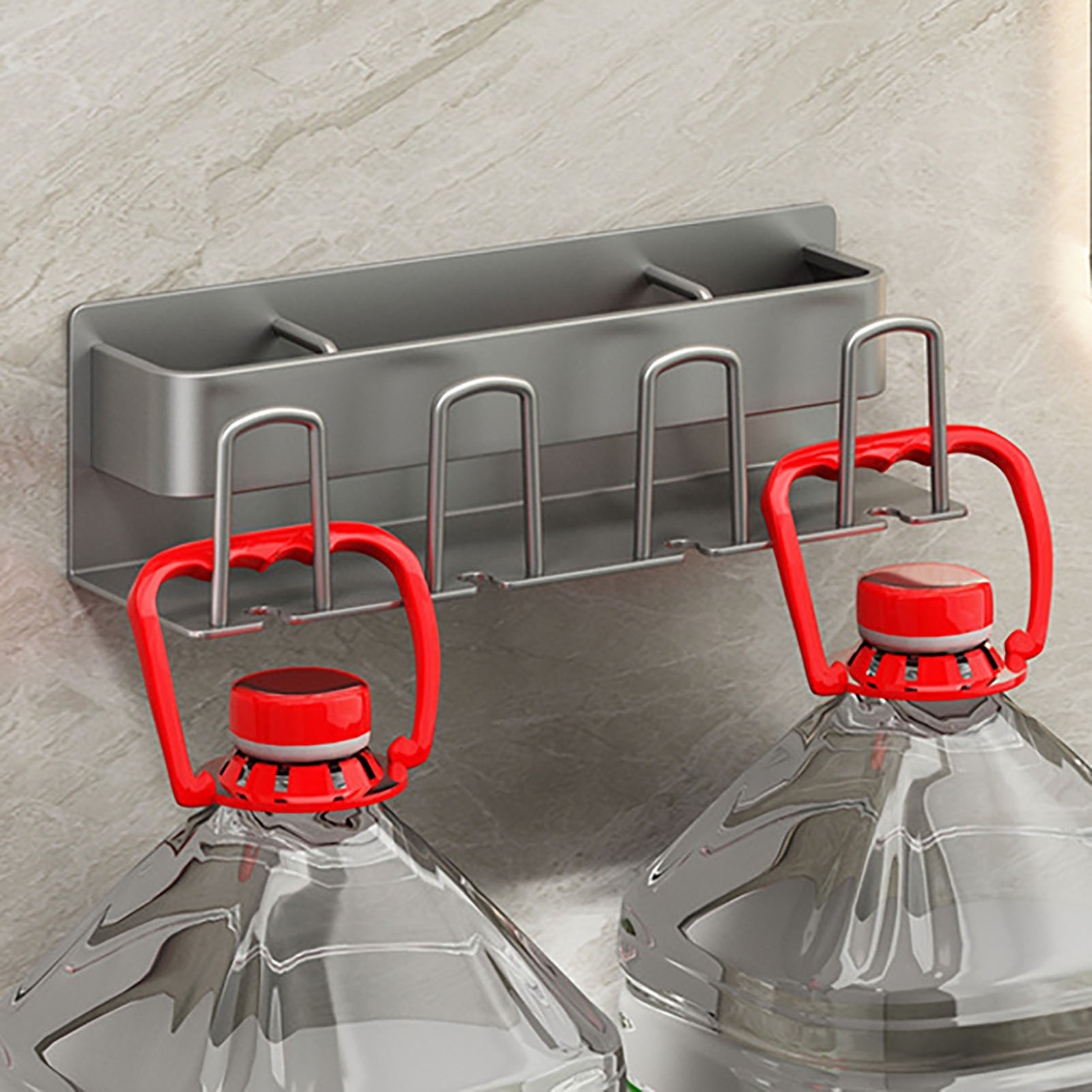 Zahnbürstenhalter, Wandmontage, Platzsparend, Elektrisch, Badezimmeraccessoires, Grau, 4 Becher