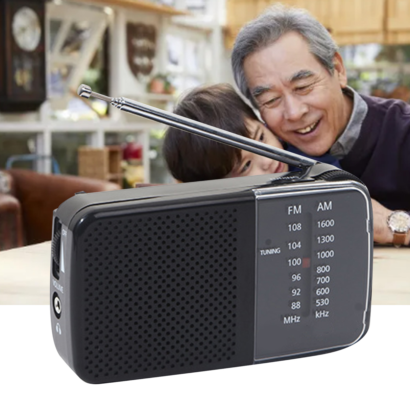Tragbares Am/fm-kurzwellenradio, Kleines Retro-vintage-radio, Batteriebetrieben, Tragbares Handradio Für Heimantenne, Schwarz