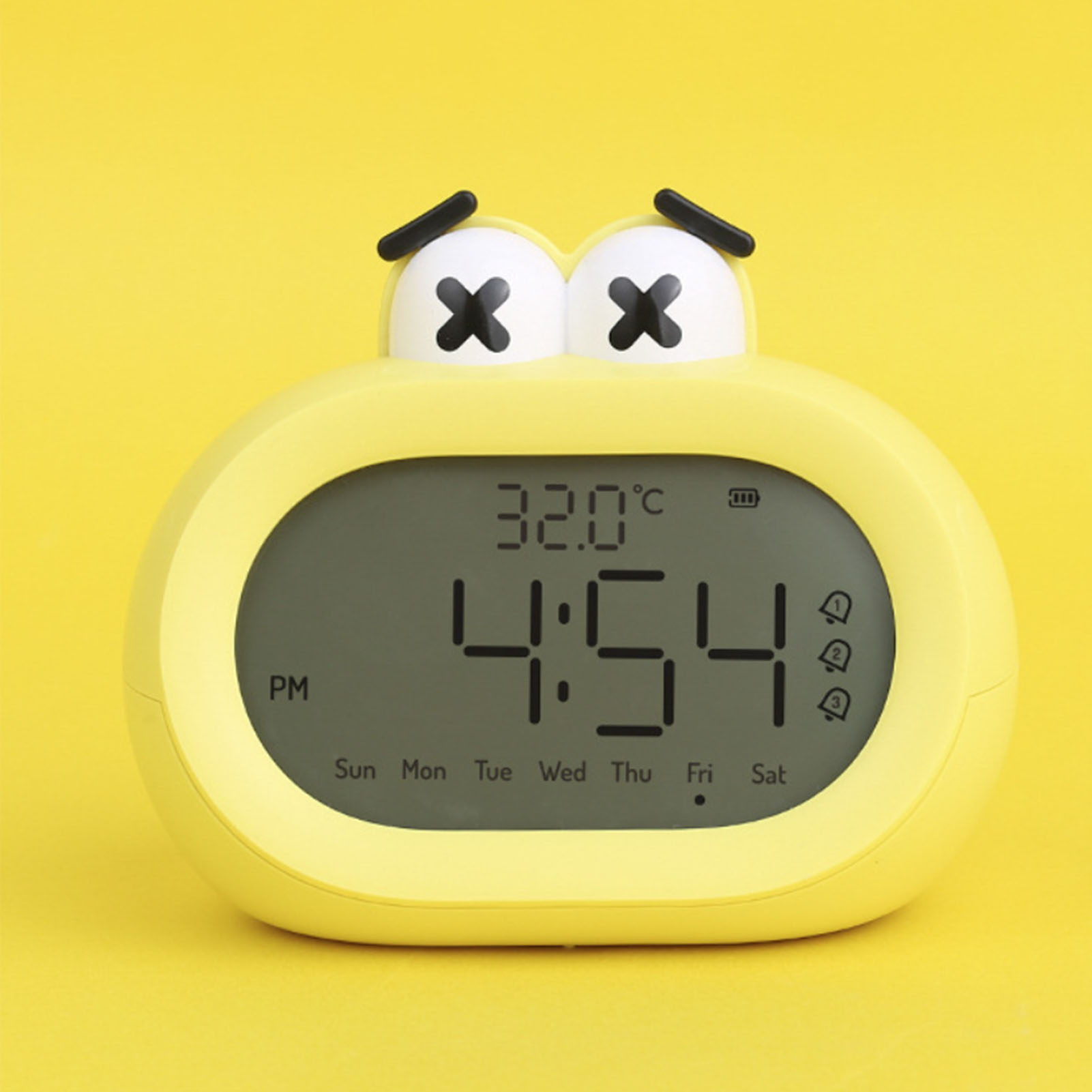 Kinderwecker Mit Niedlichem Cartoon-motiv, Intelligenter Batteriebetriebener Digitaler Led-wecker Mit Nachtlicht (gelb)
