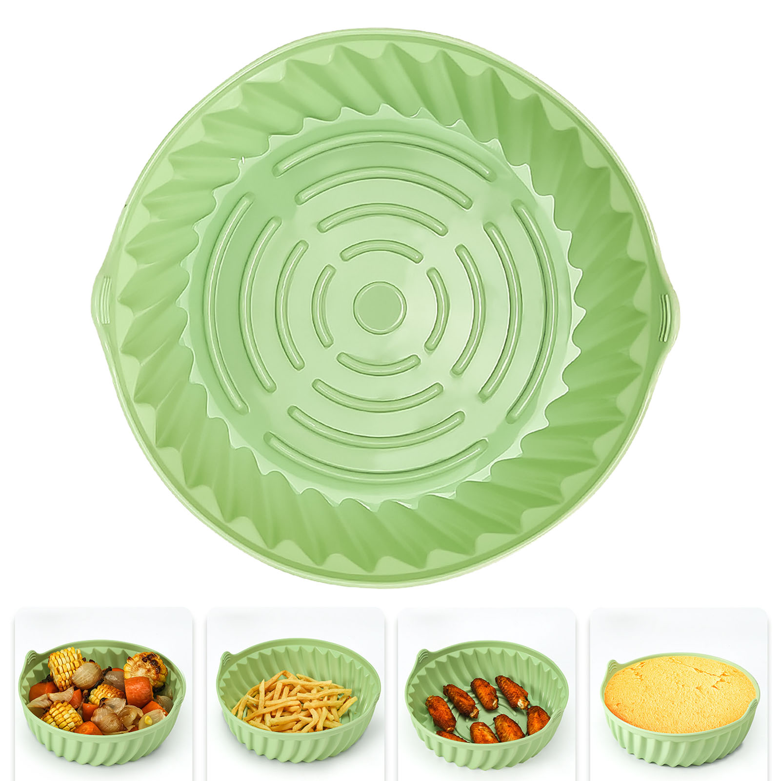 Airfryer-einsätze, Rund, Hitzebeständig, Leicht Zu Reinigen, Silikon, Backblech, Cyan, Größe S, 19 Cm / 7,48 Zoll