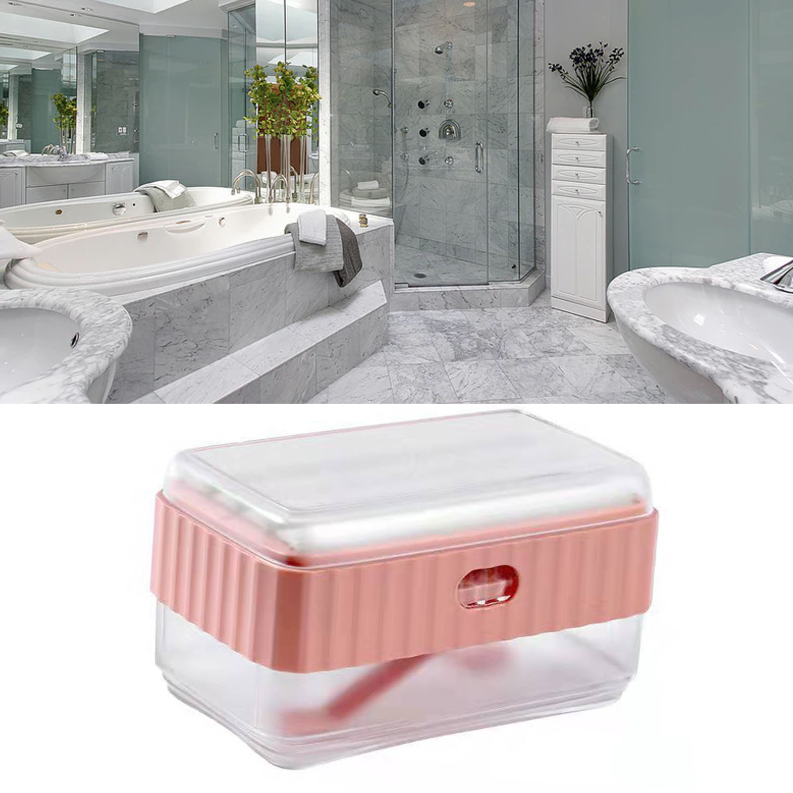 Multifunktionaler Seifenspender, Dekorativer Seifenspender, Abtropfschale Fürs Badezimmer, Rosa