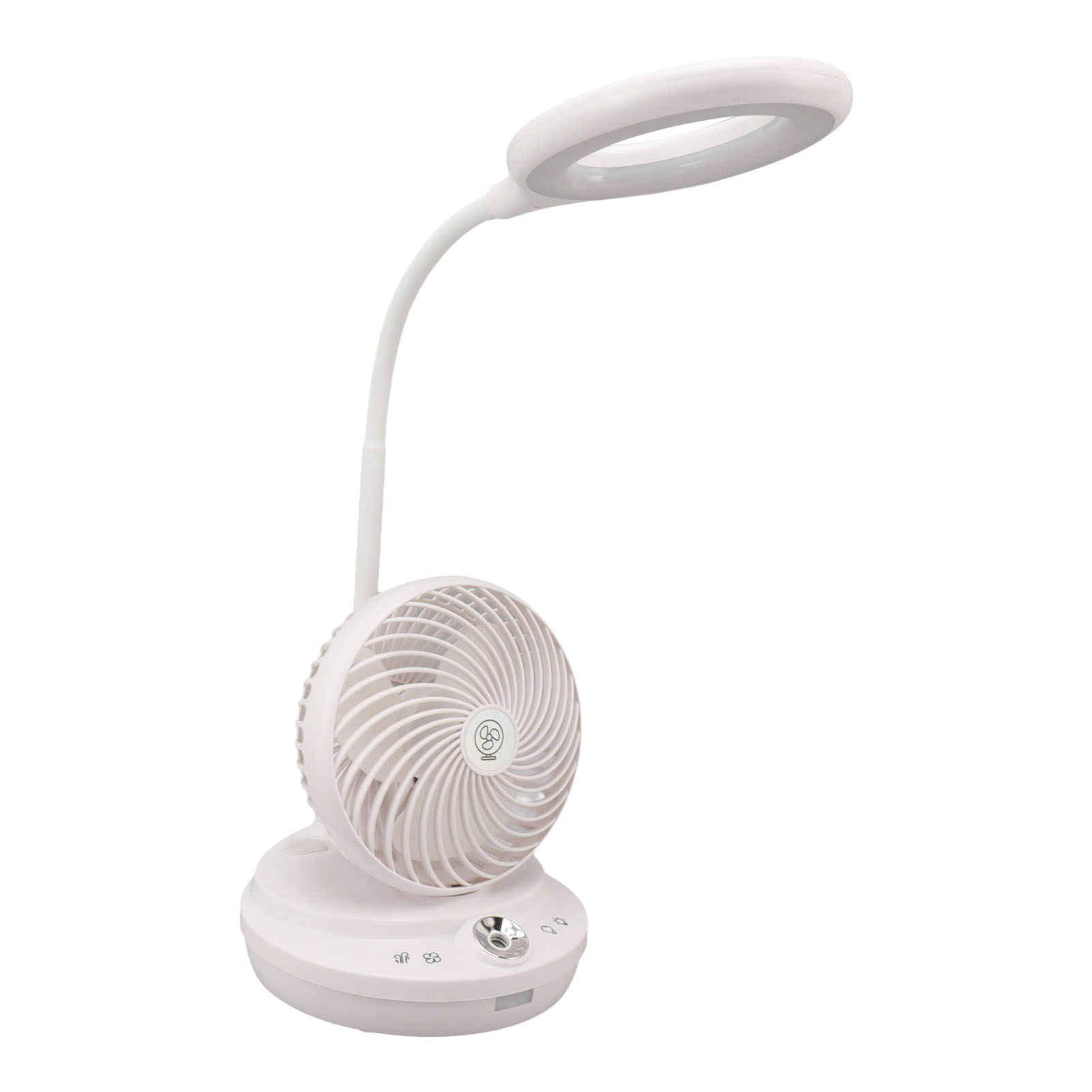 3-in-1 Schreibtischlampe, Ventilator, Luftbefeuchter, Helligkeitswinkel, Einstellbare Windstärke, Für Studentenwohnheime Und Bürobedarf, Weiß, 100 Ml