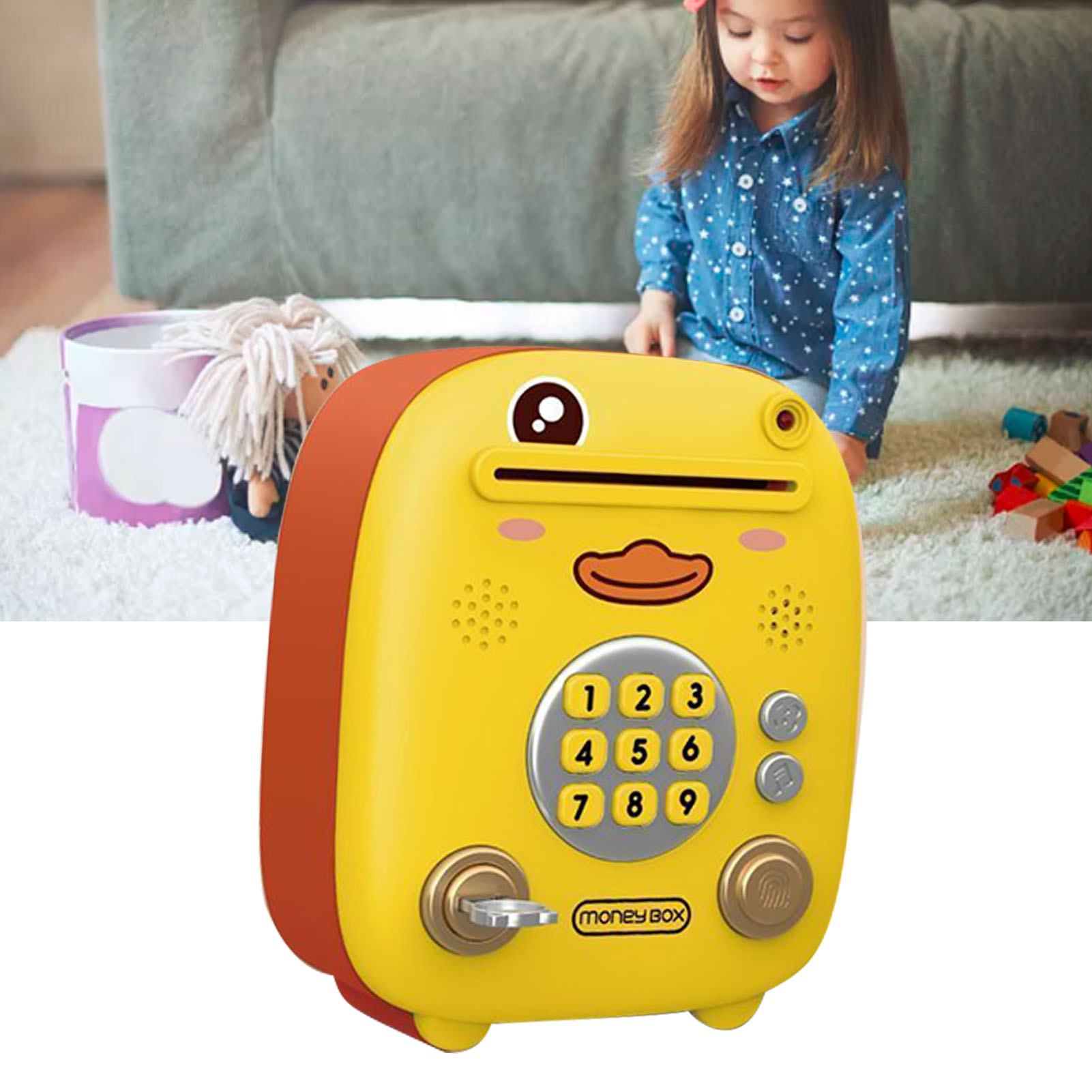 Miniatur-spardose Mit Singfunktion, Elektronischer Geldaufbewahrungsbox Mit Fingerabdruck- Und Passwortschutz, Gesichtserkennung, Lichtmusik Für Kinder, Jungen Und Mädchen, Kleine Ente