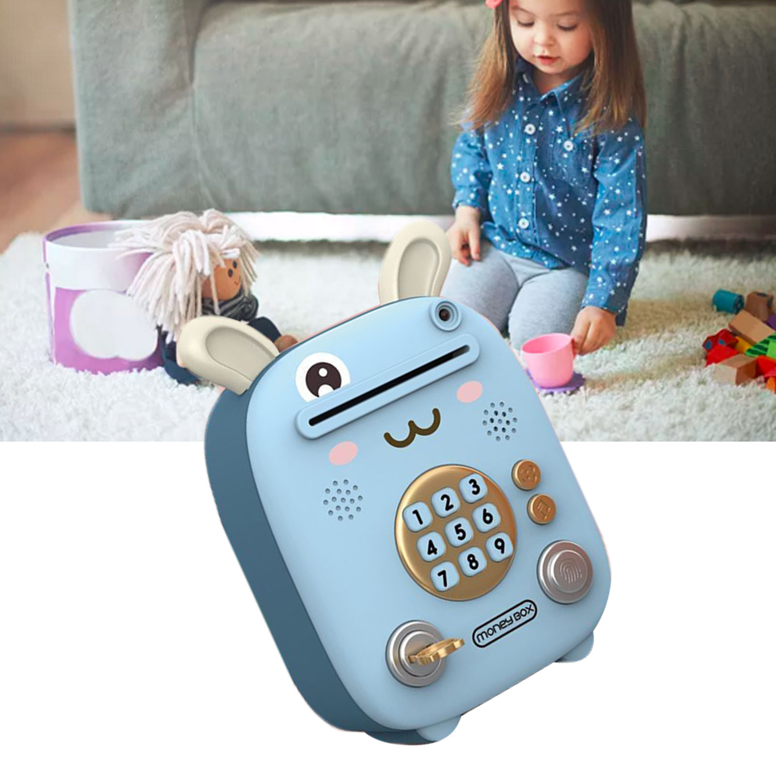 Miniatur-sparschwein Mit Elektronischen Geräuschen, Spardose, Fingerabdruck- Und Passworterkennung, Gesichtserkennung, Sanfter Musik Für Kinder, Jungen Und Mädchen, Kleines Häschen