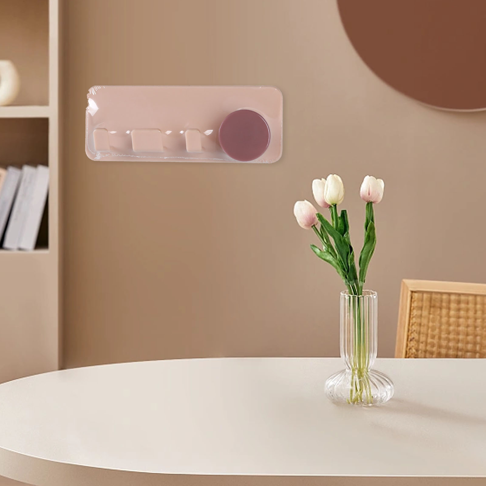 Wandmontierte Steckdosenleiste, Kein Bohren Erforderlich, Starker Halt, Schlichtes Design, Für Bad Und Küche, Rosa