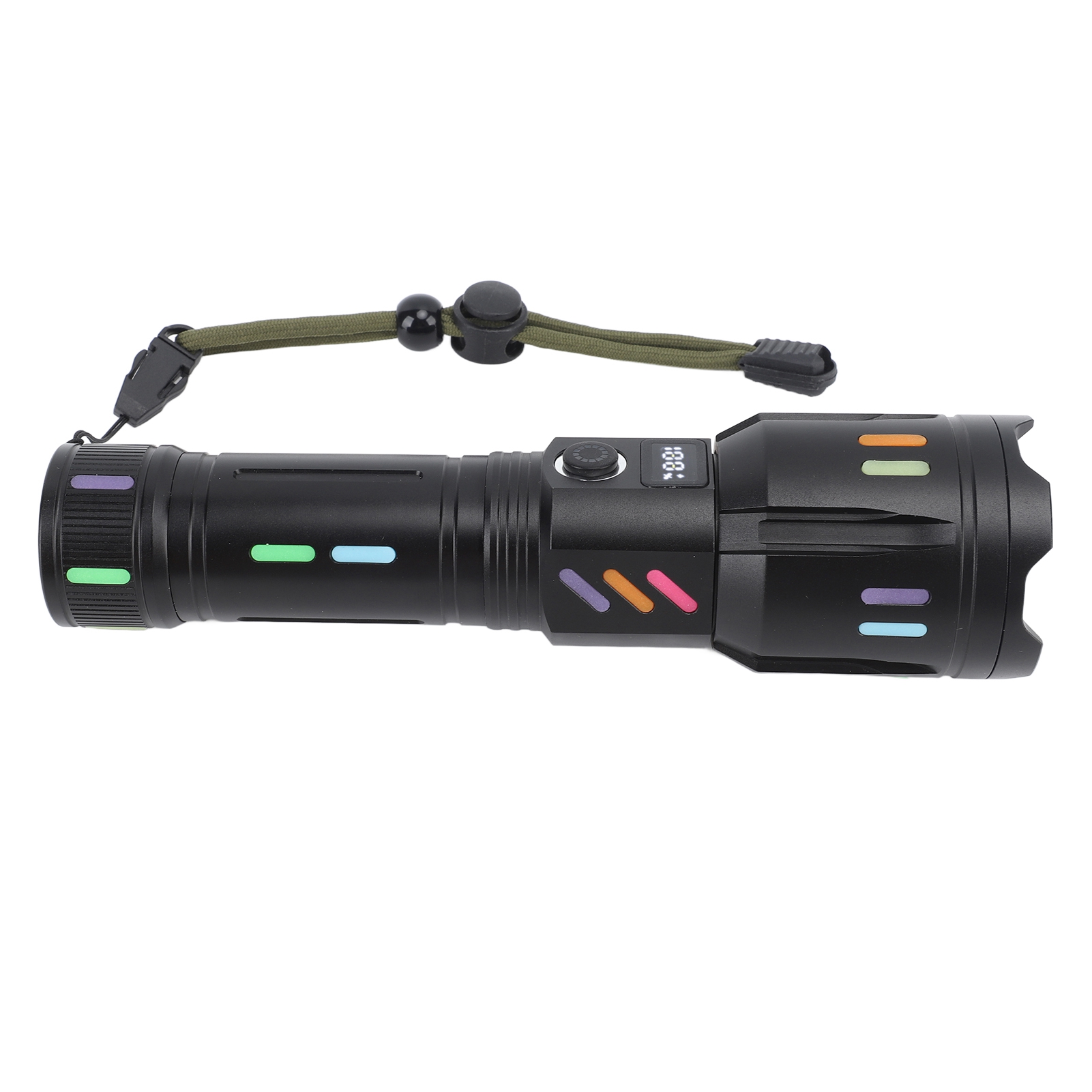 Leistungsstarke, Zoombare, Handliche Led-taschenlampe Mit Weißem Laser, Großer Reichweite Und Akkuanzeige Für Den Außenbereich.