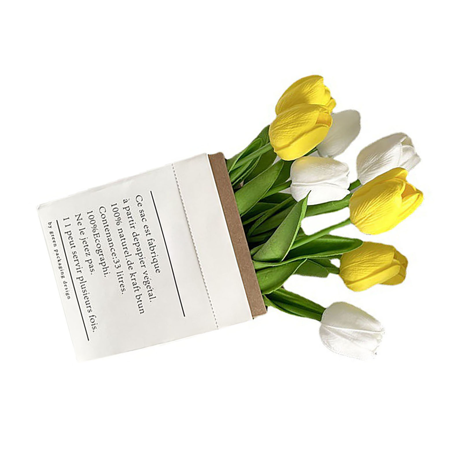 Tulpenförmige Kunstblumen, Detailreich, Langlebig, Leuchtende Farben, Kunststoffblumen Für Büro, Wohnzimmer, Fotografie, Weiß Und Gelb