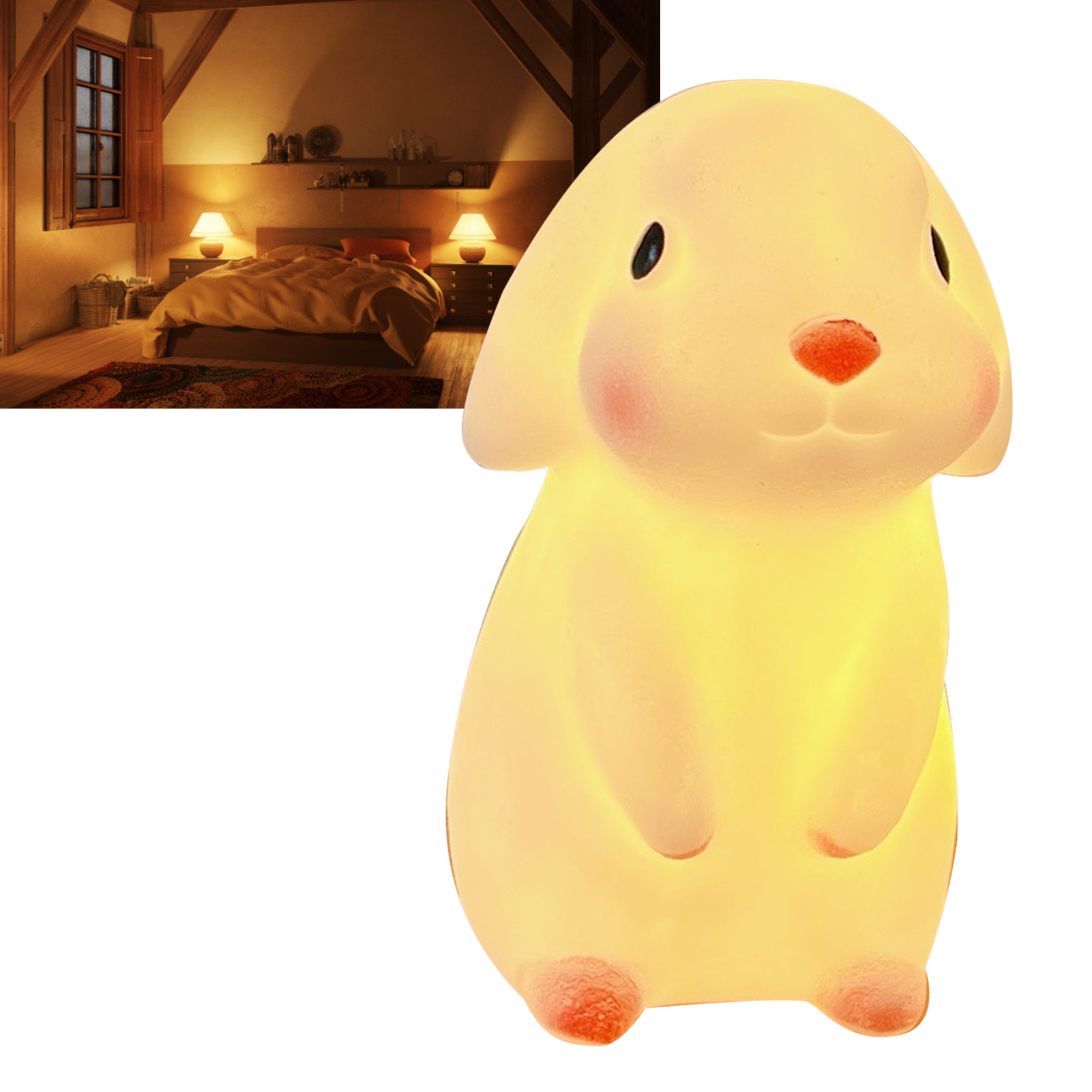 Tierförmige Led-nachtlampe Im Cartoon-stil, Modern, Dekorativ, Für Schlaf- Und Wohnzimmer, In Form Eines Kaninchens